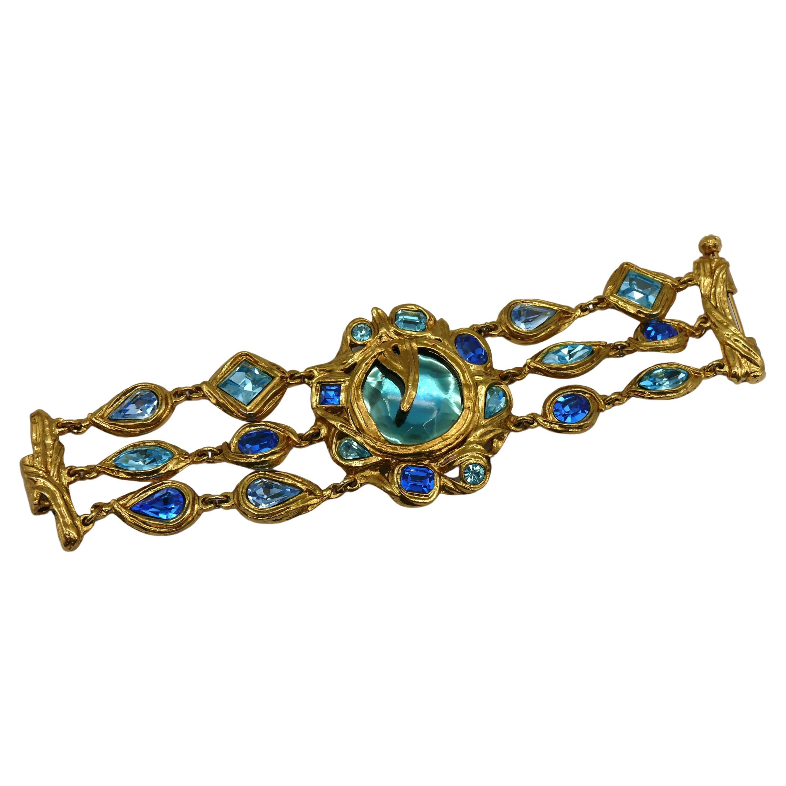 YVES SAINT LAURENT YSL Vintage Pulsera Cadix de tres vueltas enjoyada en venta