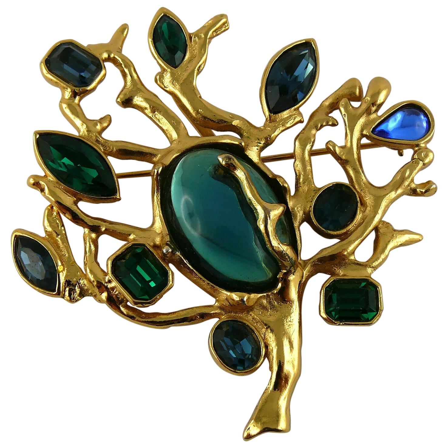Yves Saint Laurent YSL Vintage Jewelled Tree Brooch Pendant
