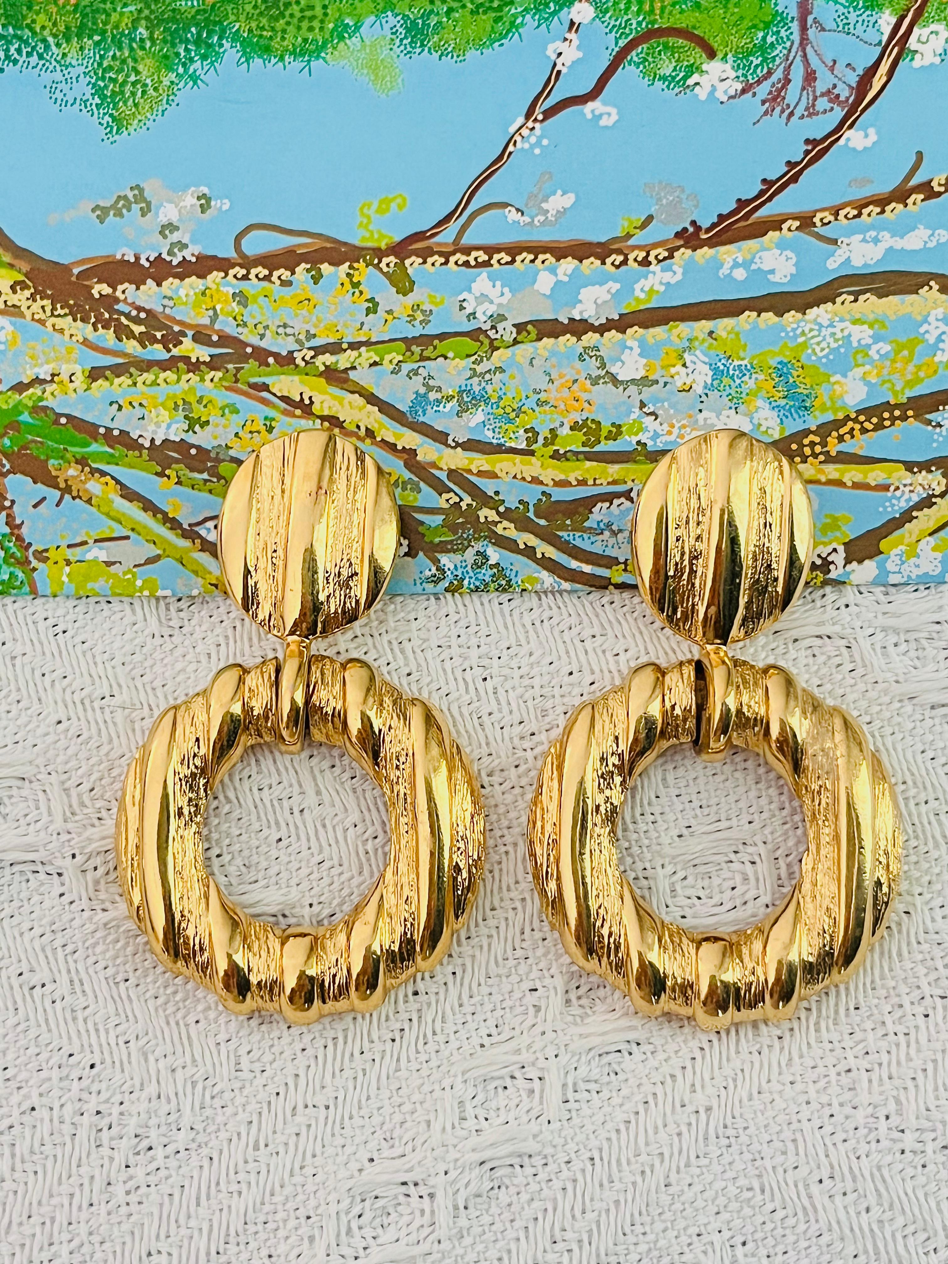 Yves Saint Laurent YSL Vintage Großer Bambus Kreis Reif Ohrringe Türklopfer im Zustand „Hervorragend“ im Angebot in Wokingham, England