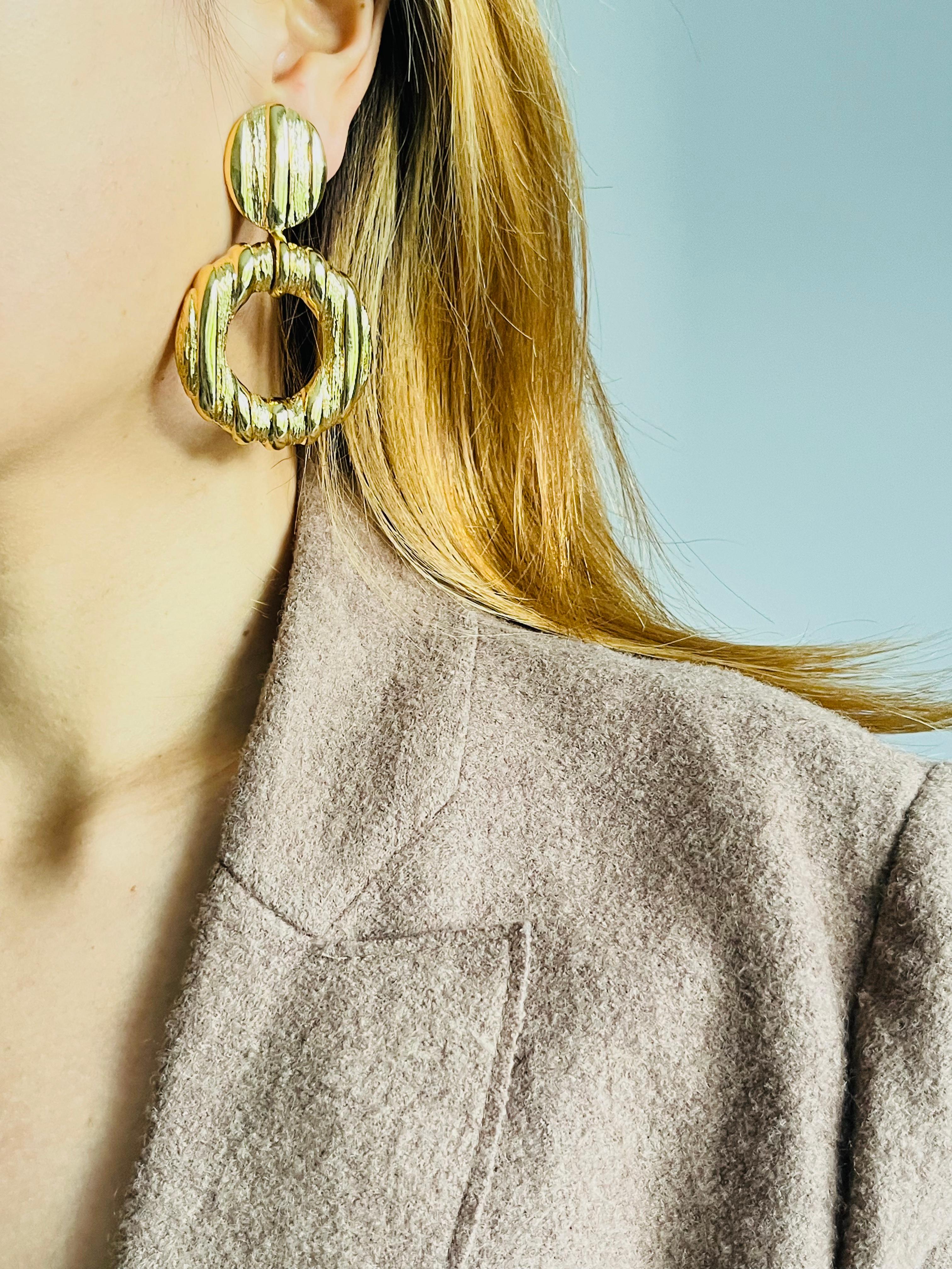 Yves Saint Laurent YSL Vintage Großer Bambus Kreis Reif Ohrringe Türklopfer im Angebot 1