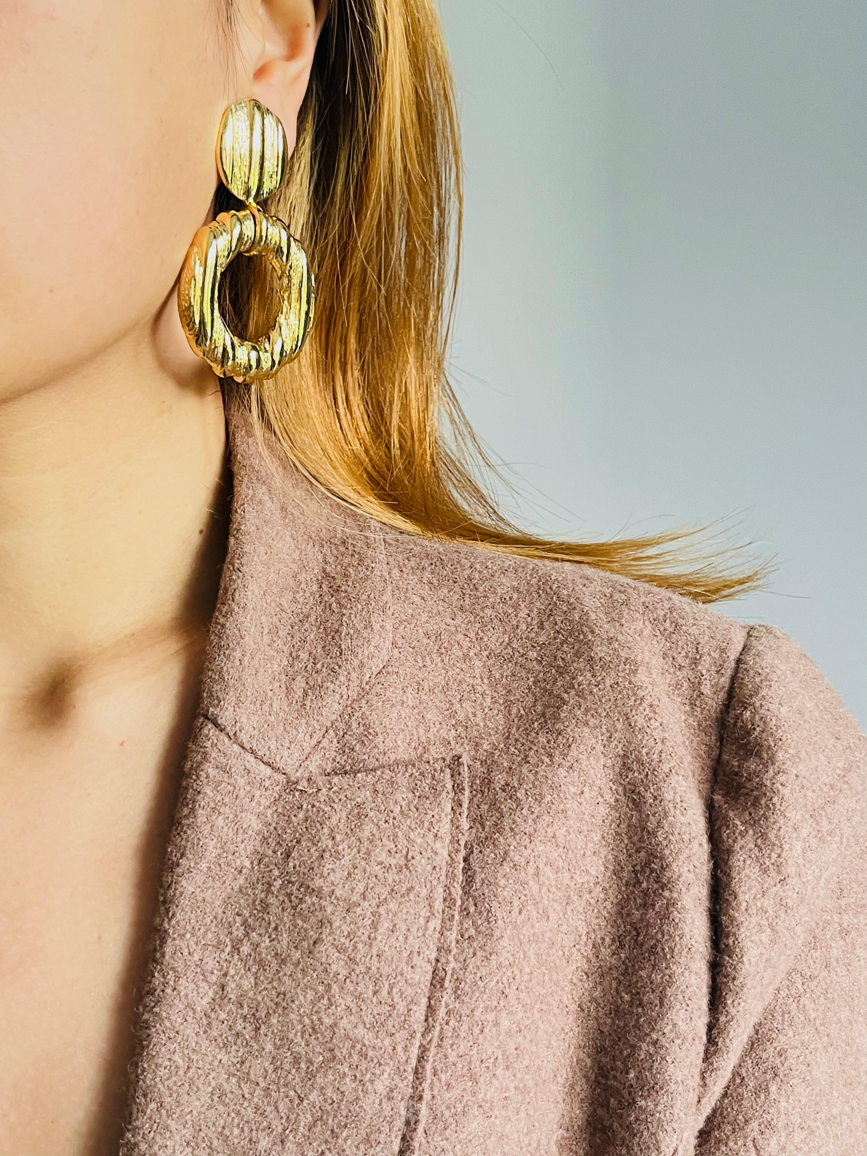 Yves Saint Laurent YSL Vintage Großer Bambus Kreis Reif Ohrringe Türklopfer im Angebot 2