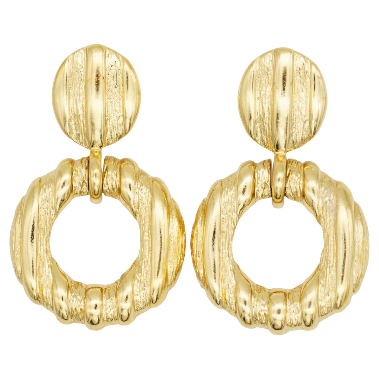 Yves Saint Laurent YSL Vintage Orecchini a cerchio in bambù grande con bussola