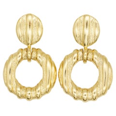 Yves Saint Laurent YSL Vintage Orecchini a cerchio in bambù grande con bussola