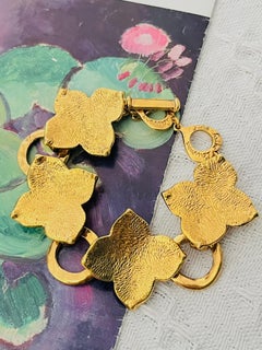 Yves Saint Laurent YSL Vintage Large Four Clover Flower Circle Linked Bracelet