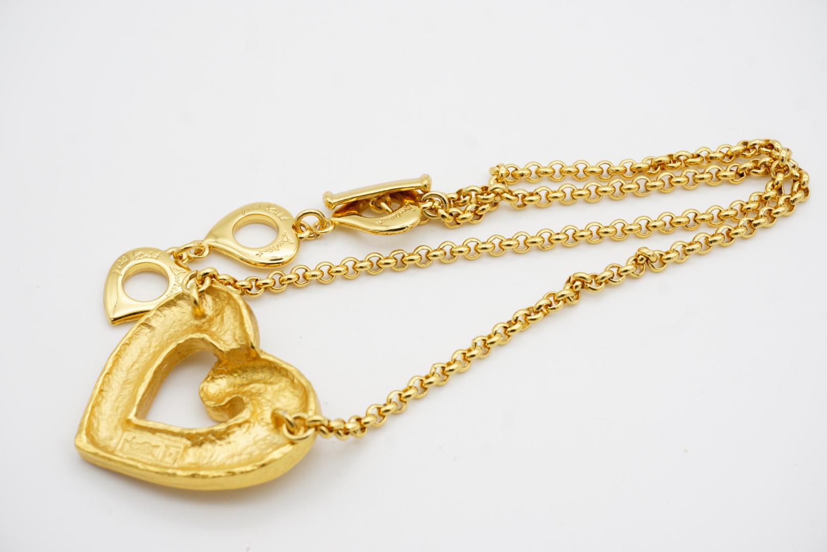 Yves Saint Laurent YSL Collier Vintage Large Heart Love ajouré en or massif en vente 10