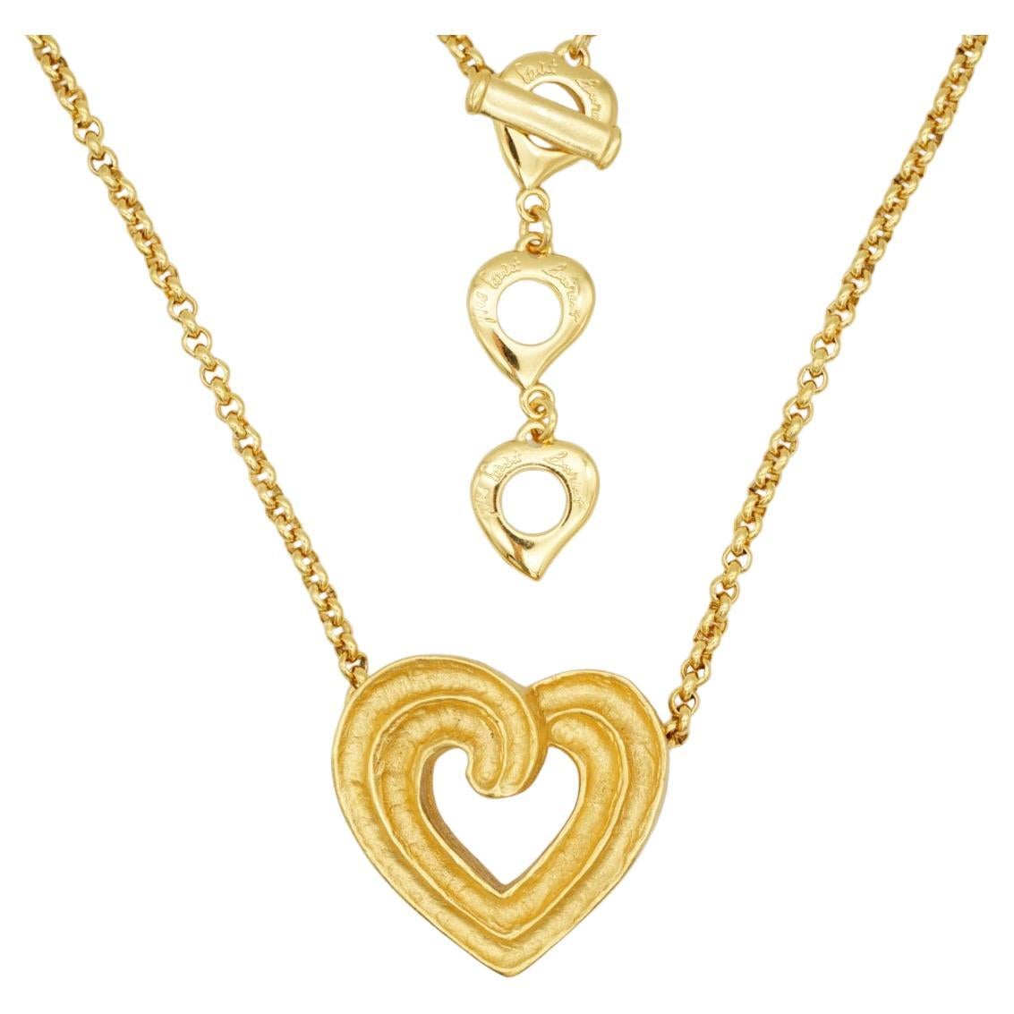 Yves Saint Laurent YSL Vintage Collana d'oro traforata con cuore grande e amore