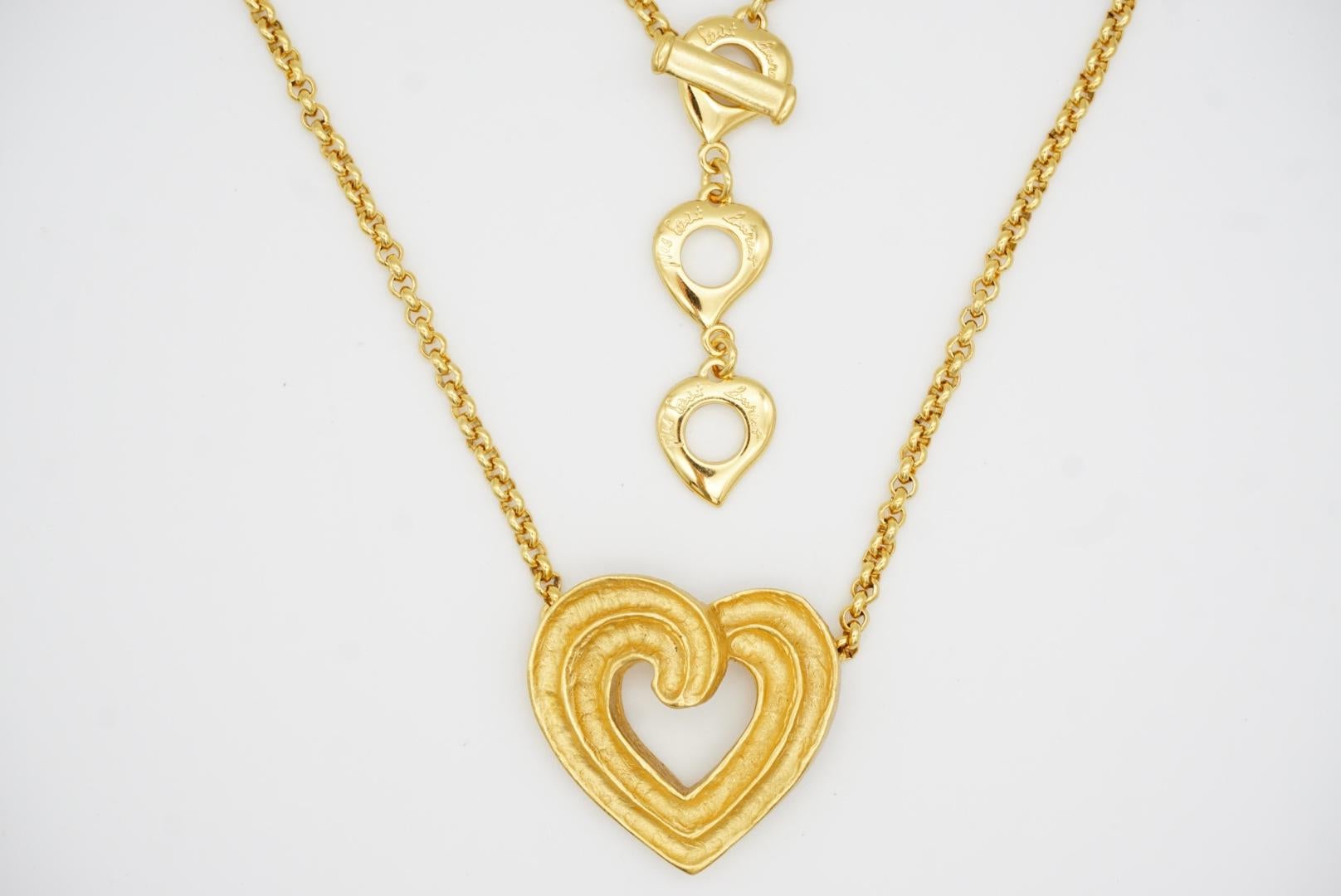 Yves Saint Laurent YSL Vintage Gold-Halskette mit durchbrochenem Anhänger, Großes Herz Liebe 3