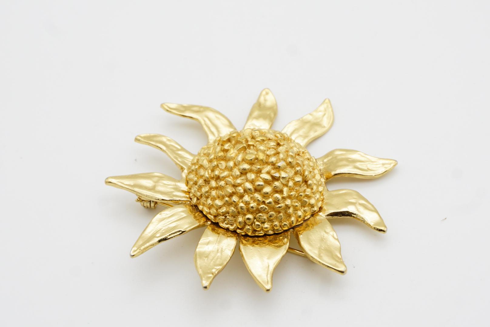 Yves Saint Laurent YSL Vintage Large Sunflower Sunburst Sun Dome Chunky Brooch For Sale 6
