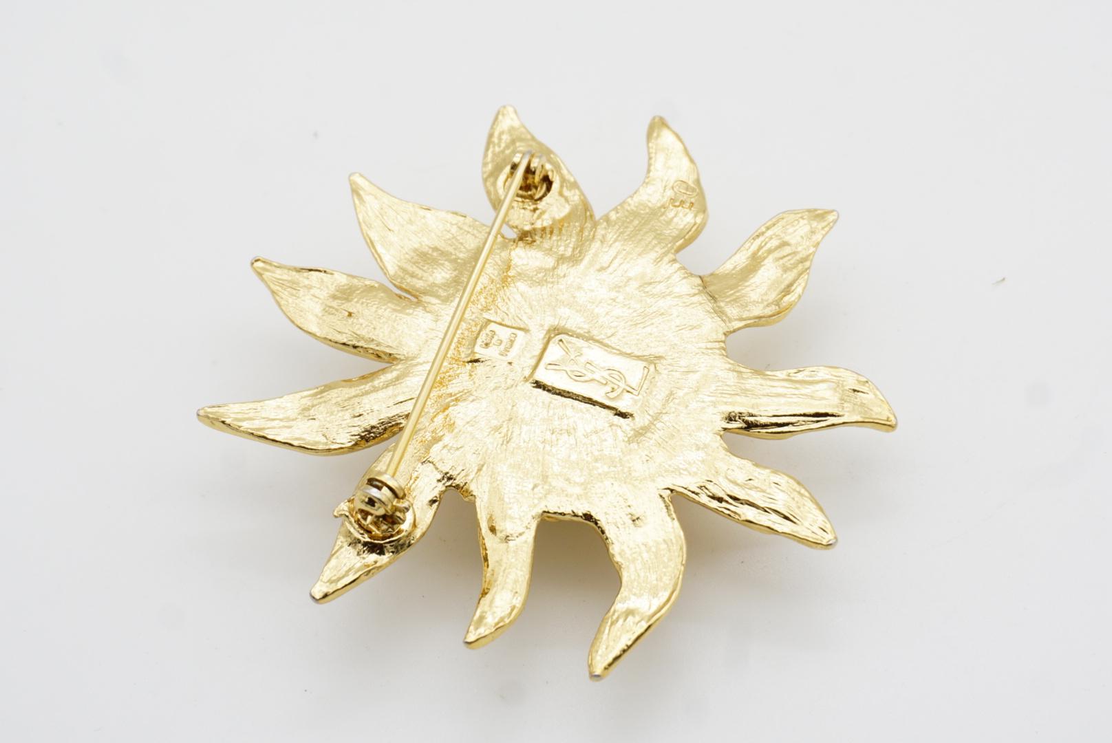 Yves Saint Laurent YSL Vintage Large Sunflower Sunburst Sun Dome Chunky Brooch For Sale 7