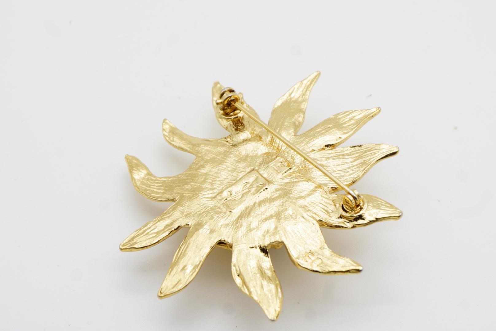 Yves Saint Laurent YSL Vintage Large Sunflower Sunburst Sun Dome Chunky Brooch For Sale 8