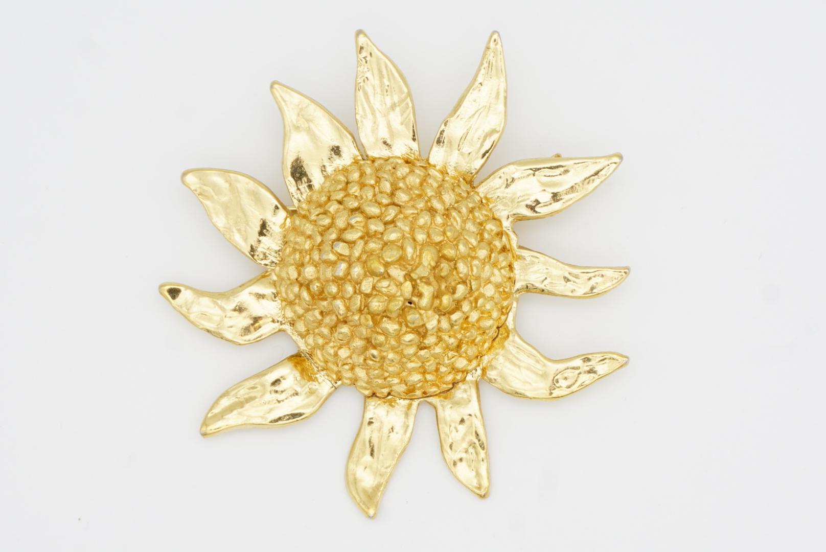 Yves Saint Laurent YSL Vintage Large Sunflower Sunburst Sun Dome Chunky Brooch For Sale 3