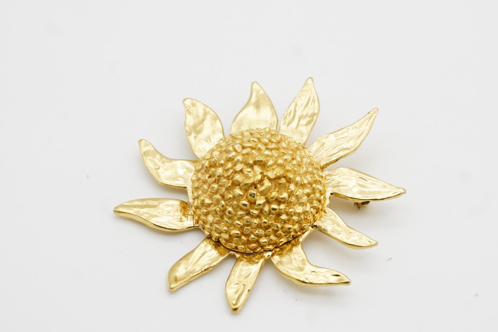 Yves Saint Laurent YSL Vintage Large Sunflower Sunburst Sun Dome Chunky Brooch For Sale 4