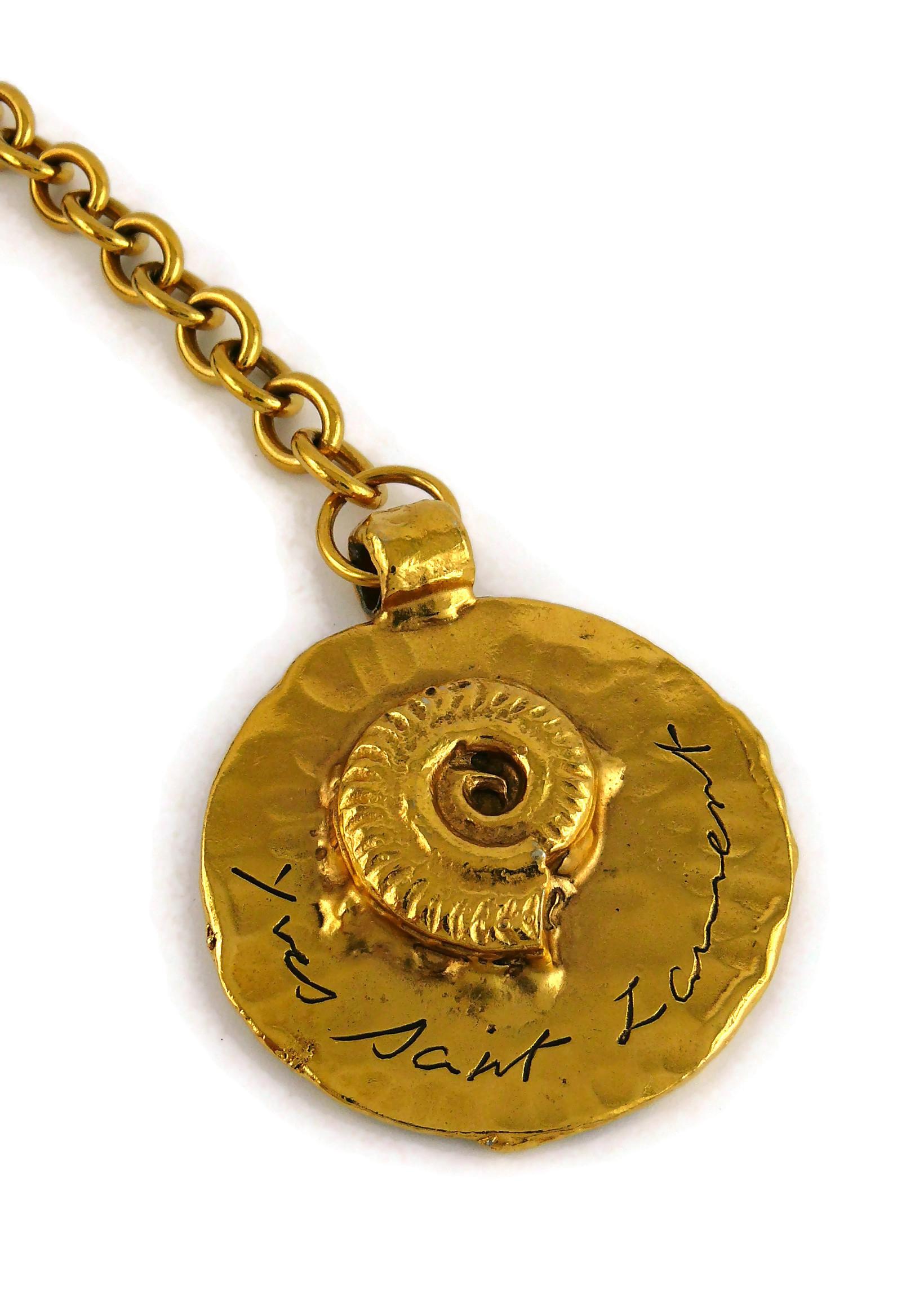 Yves Saint Laurent YSL Vintage Leather Chain Fossil Medallion Belt 2
