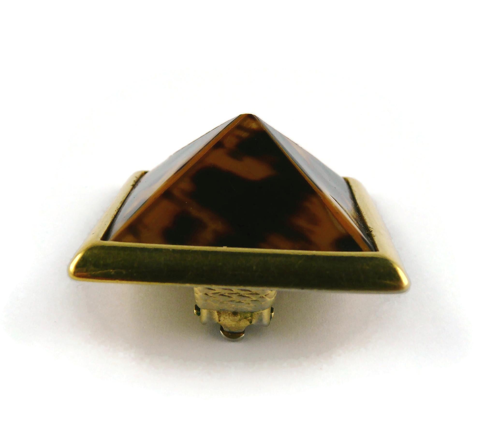 Yves Saint Laurent YSL Vintage Leopard Print Pyramid Clip-On Earrings For Sale 8