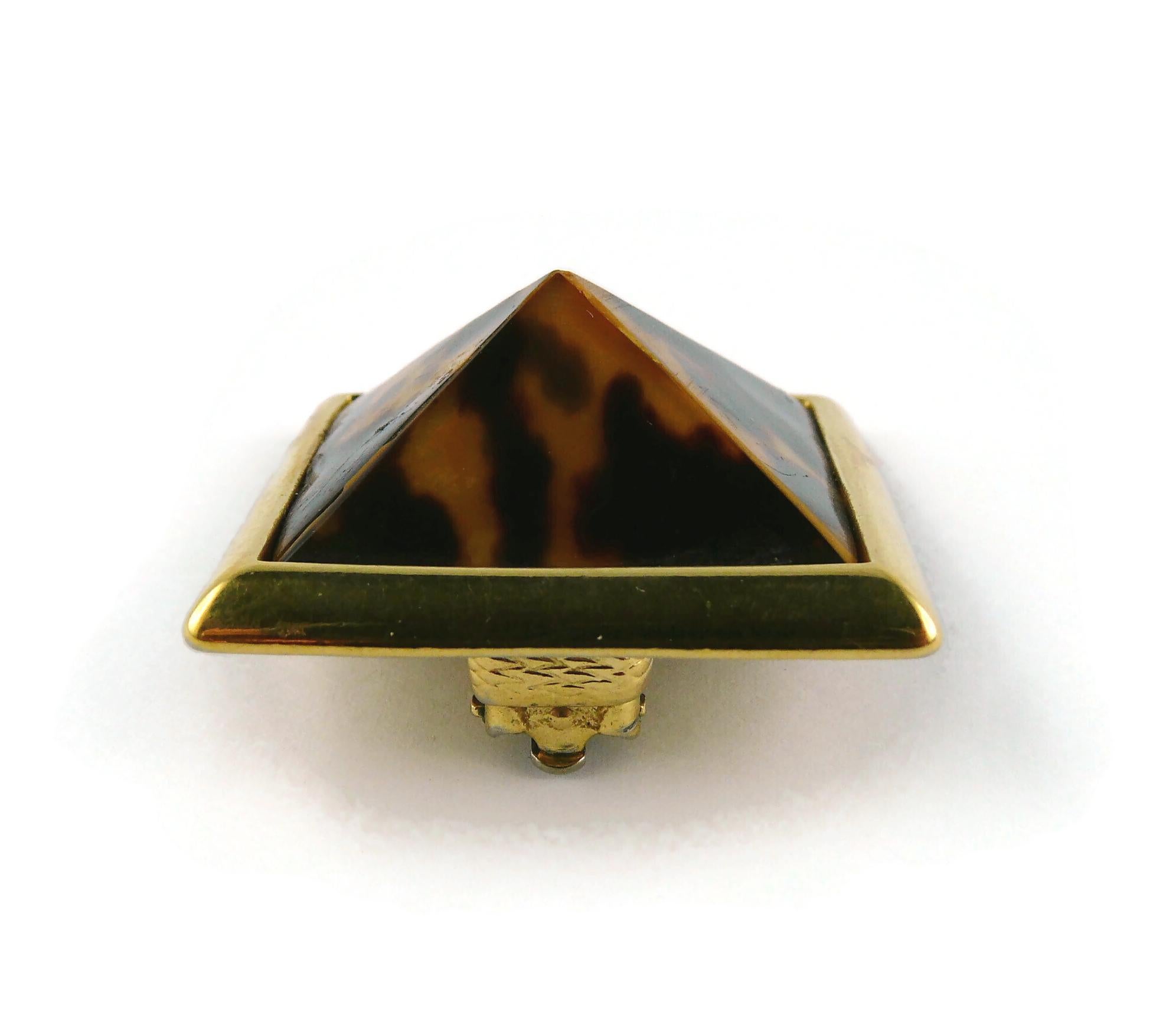 Yves Saint Laurent YSL Vintage Leopard Print Pyramid Clip-On Earrings For Sale 3