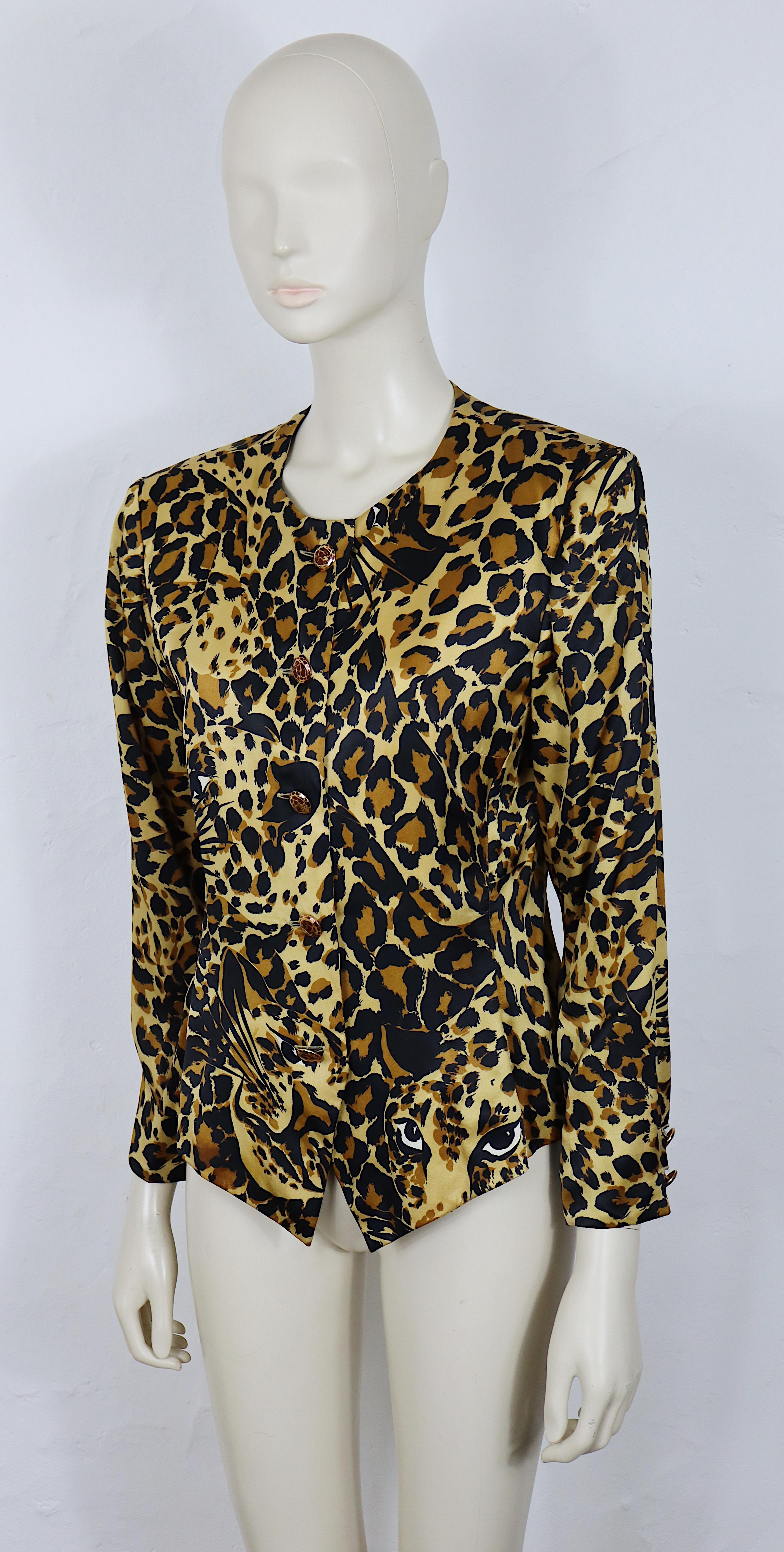 Yves Saint Laurent YSL Giacca stile Spencer con stampa leopardata vintage In condizioni buone in vendita a Nice, FR