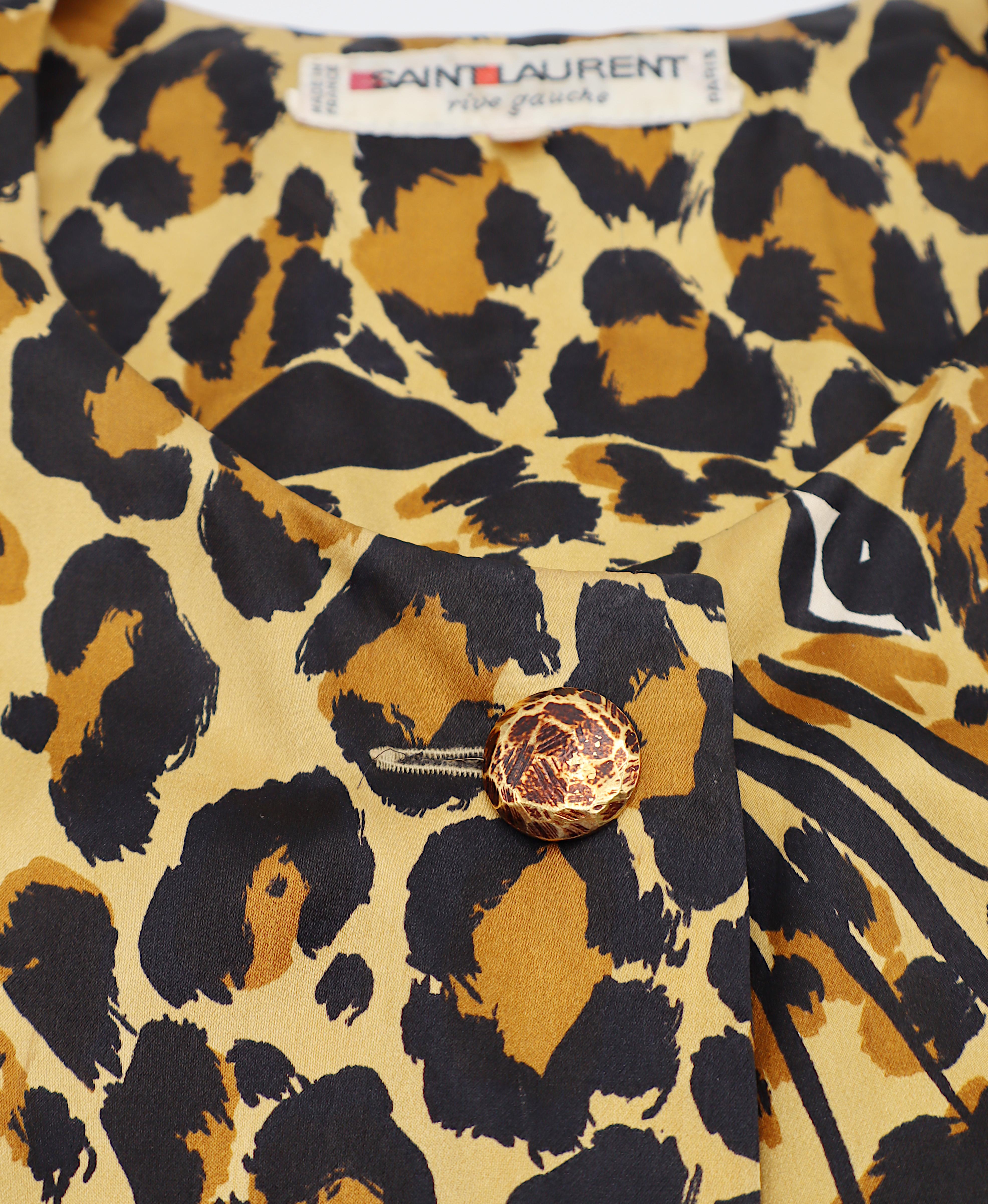 Yves Saint Laurent YSL Giacca stile Spencer con stampa leopardata vintage in vendita 2