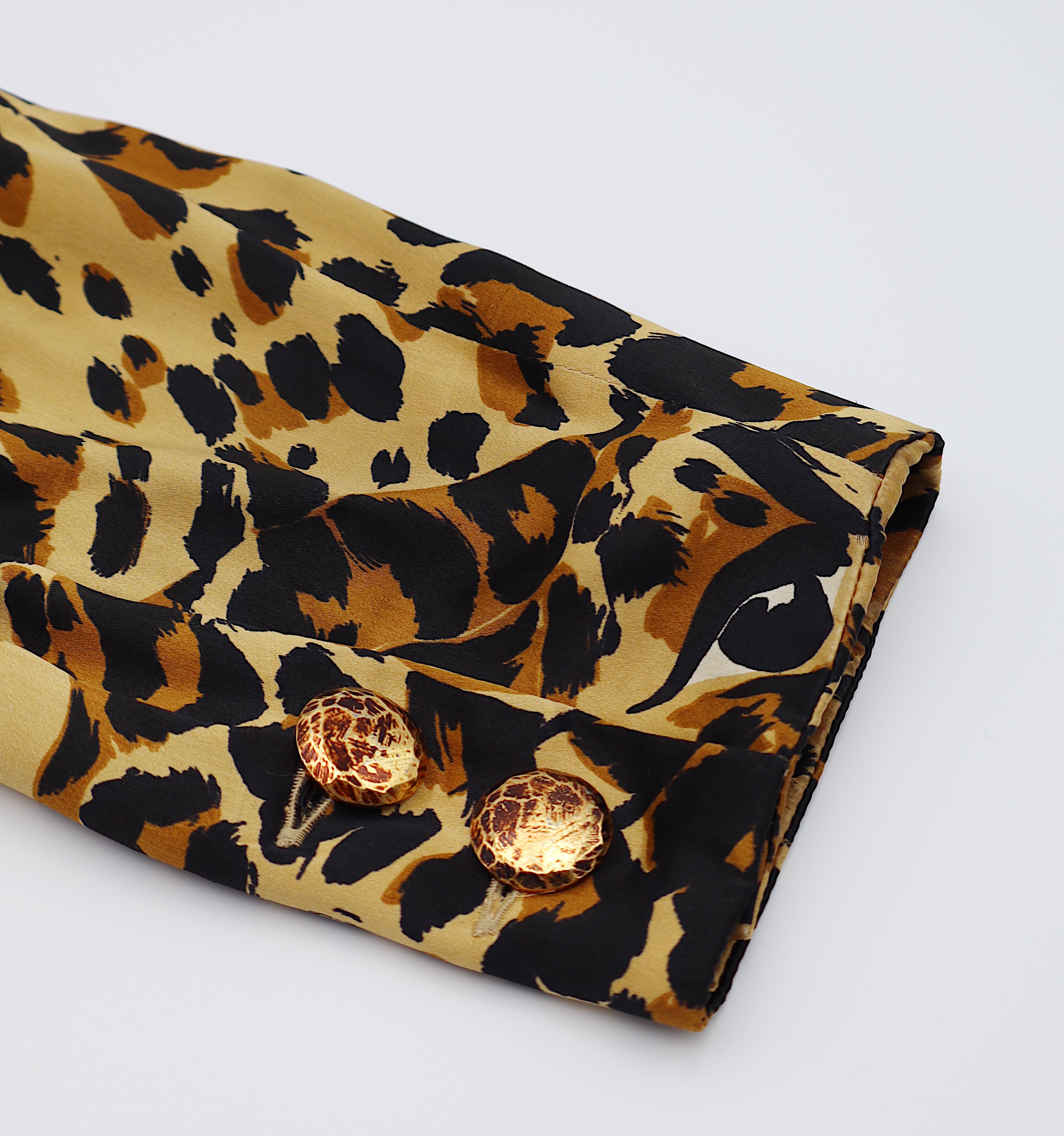 Yves Saint Laurent YSL Giacca stile Spencer con stampa leopardata vintage in vendita 3