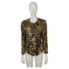 Yves Saint Laurent YSL Giacca stile Spencer con stampa leopardata vintage