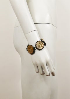 Yves Saint Laurent YSL Vintage Limited Edition Textured Disc Bracelet