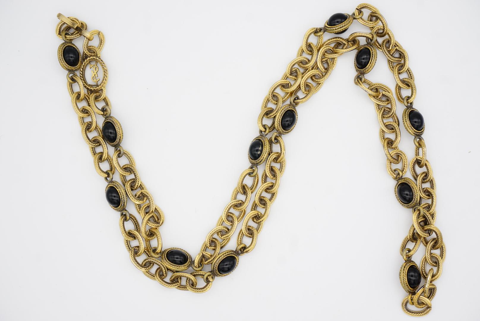 Yves Saint Laurent YSL Vintage Collana lunga con cabochon ovale in onice ad incastro in vendita 10
