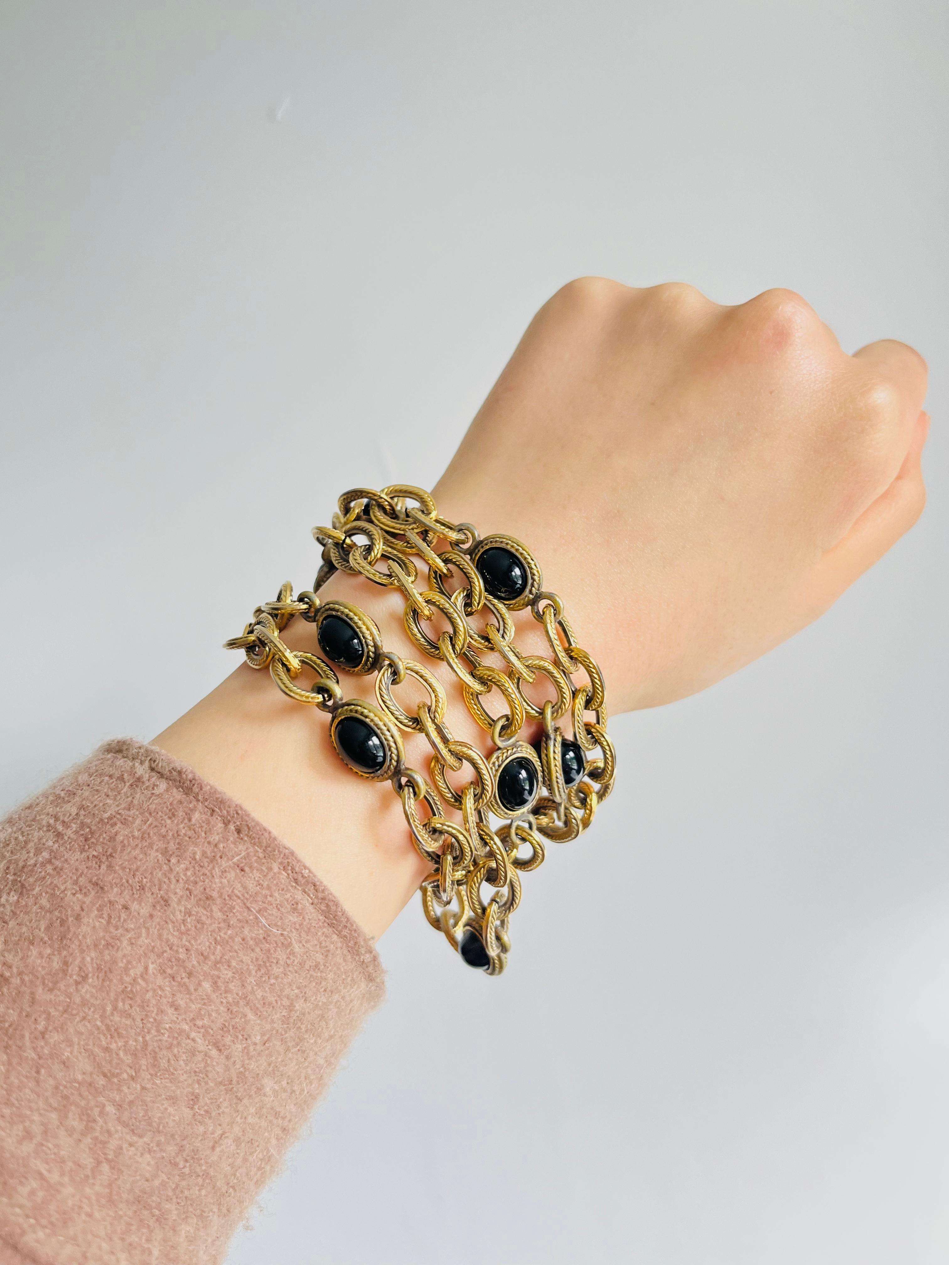 da uomo o donna Yves Saint Laurent YSL Vintage Collana lunga con cabochon ovale in onice ad incastro in vendita