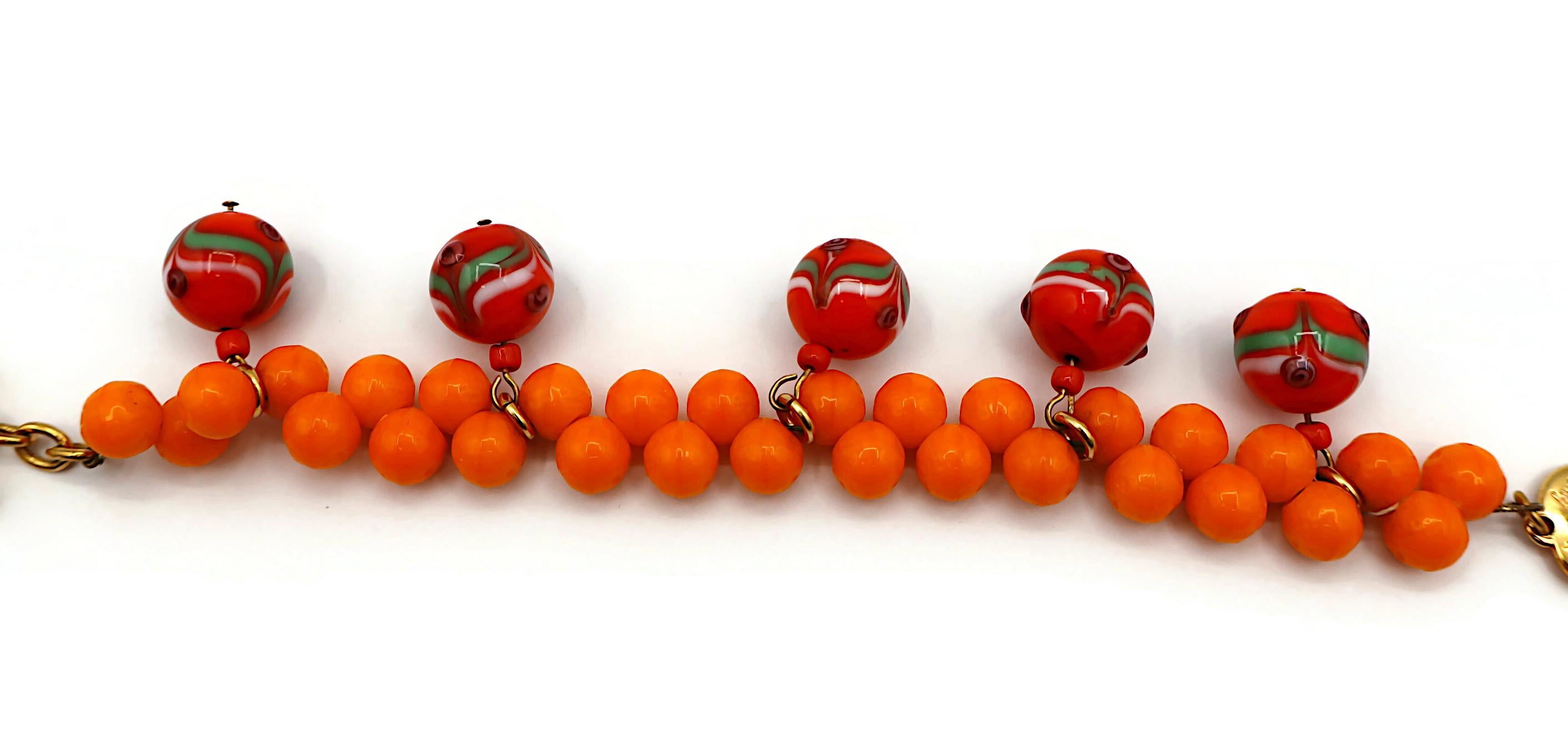 YVES SAINT LAURENT YSL Vintage Mandarin Bead and Glass Ball Charm Bracelet For Sale 7