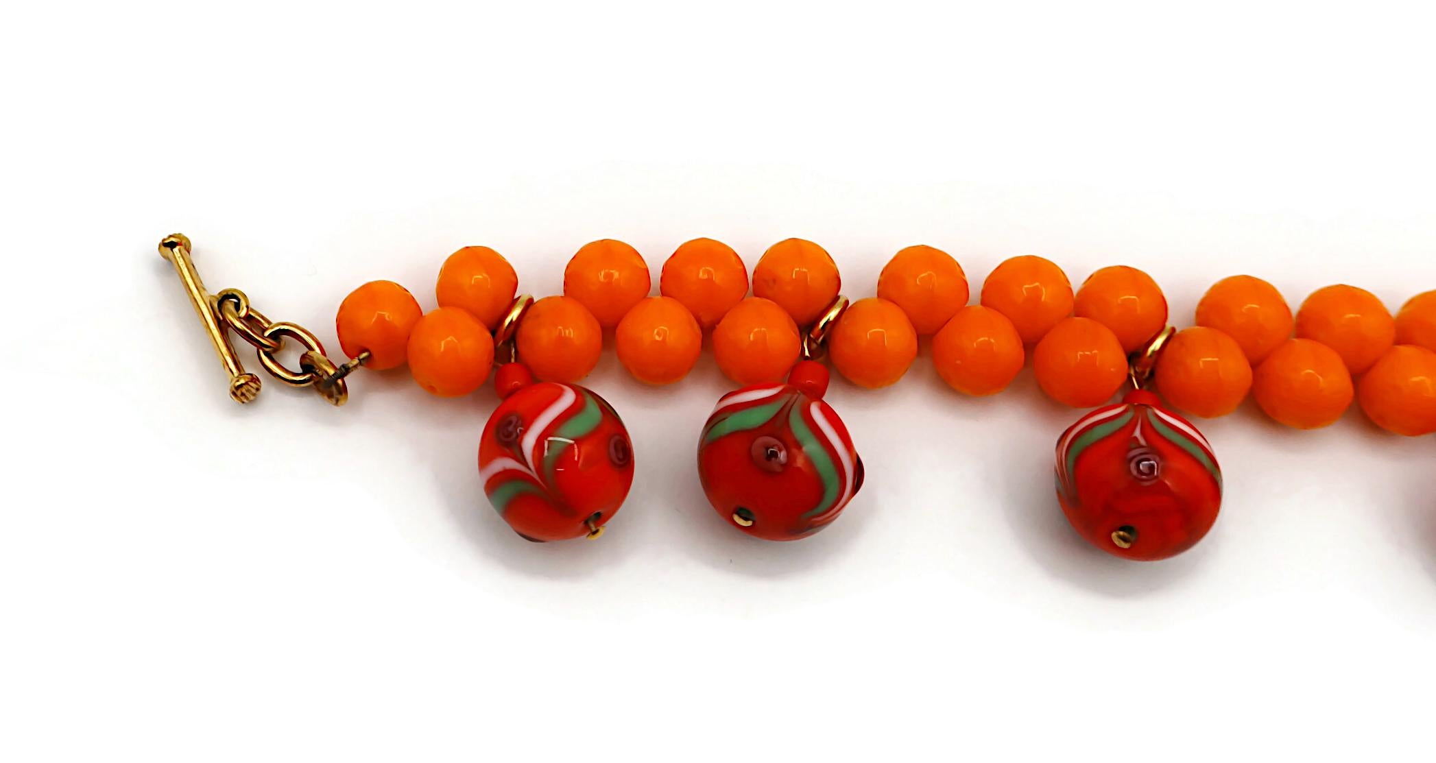 Women's YVES SAINT LAURENT YSL Vintage Mandarin Bead and Glass Ball Charm Bracelet For Sale