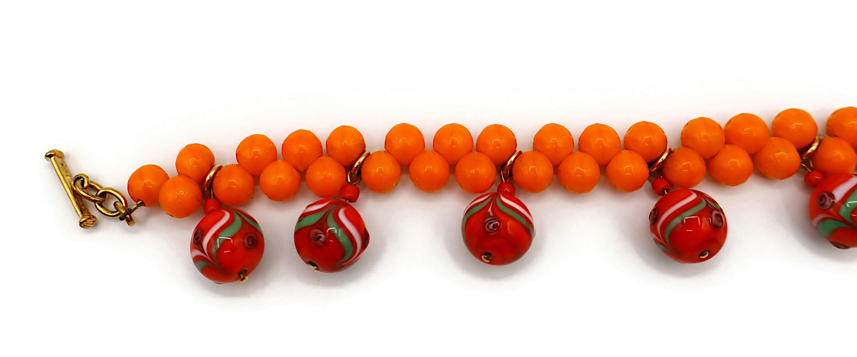 YVES SAINT LAURENT YSL Vintage Mandarin Bead and Glass Ball Charm Bracelet For Sale 1