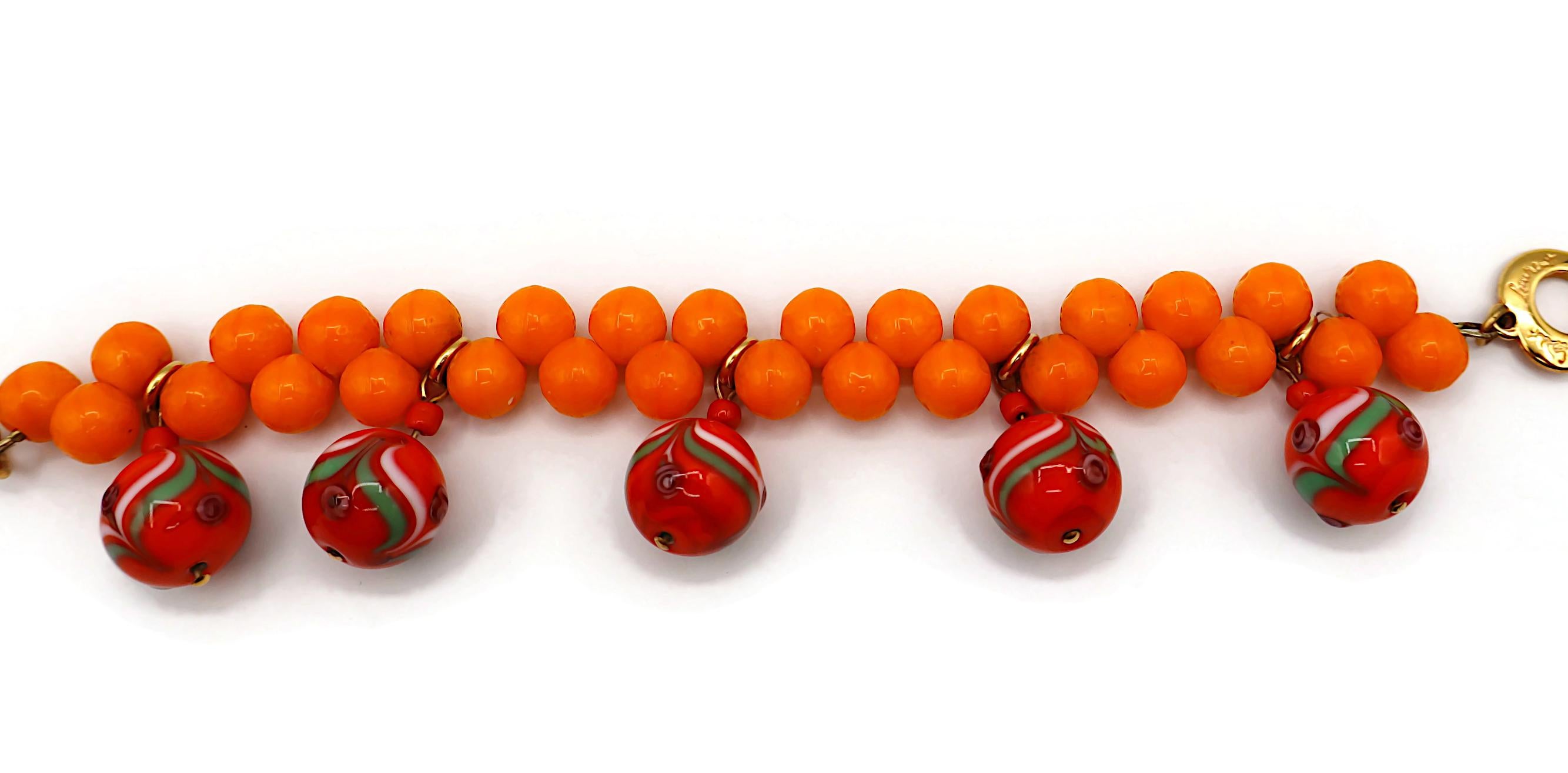 YVES SAINT LAURENT YSL Vintage Mandarin Bead and Glass Ball Charm Bracelet For Sale 2