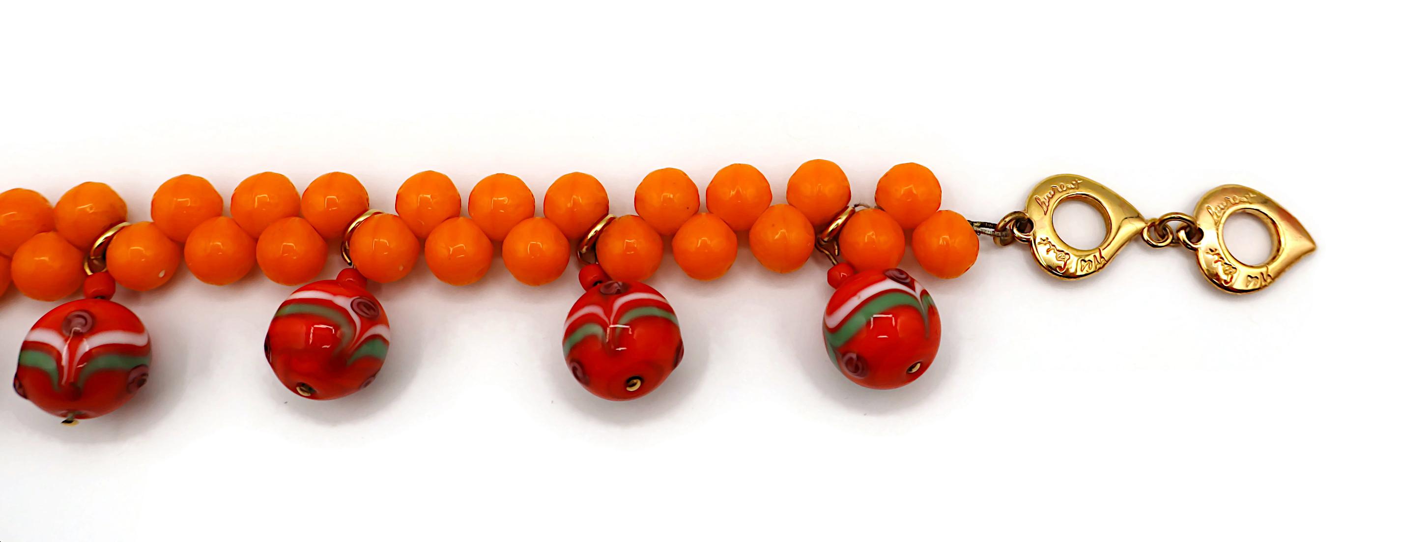YVES SAINT LAURENT YSL Vintage Mandarin Bead and Glass Ball Charm Bracelet For Sale 3