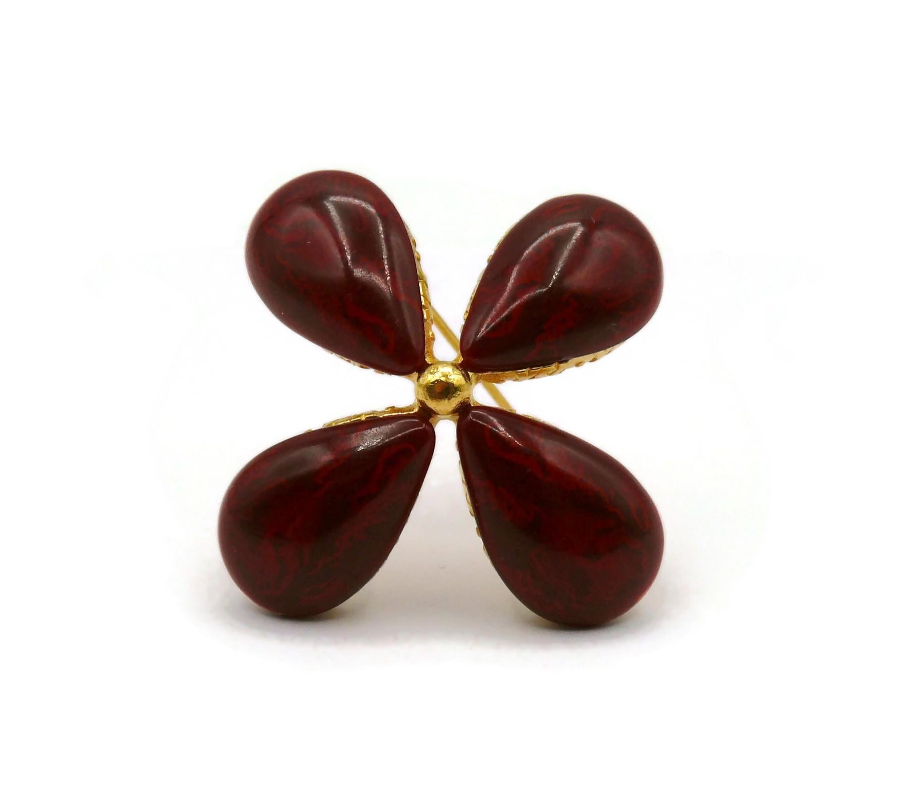 YVES SAINT LAURENT YSL Vintage Marbled Resin Brooch Pendant In Excellent Condition In Nice, FR