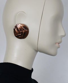 YVES SAINT LAURENT YSL Vintage Massive Antiqued Copper Tone Clip-On Earrings