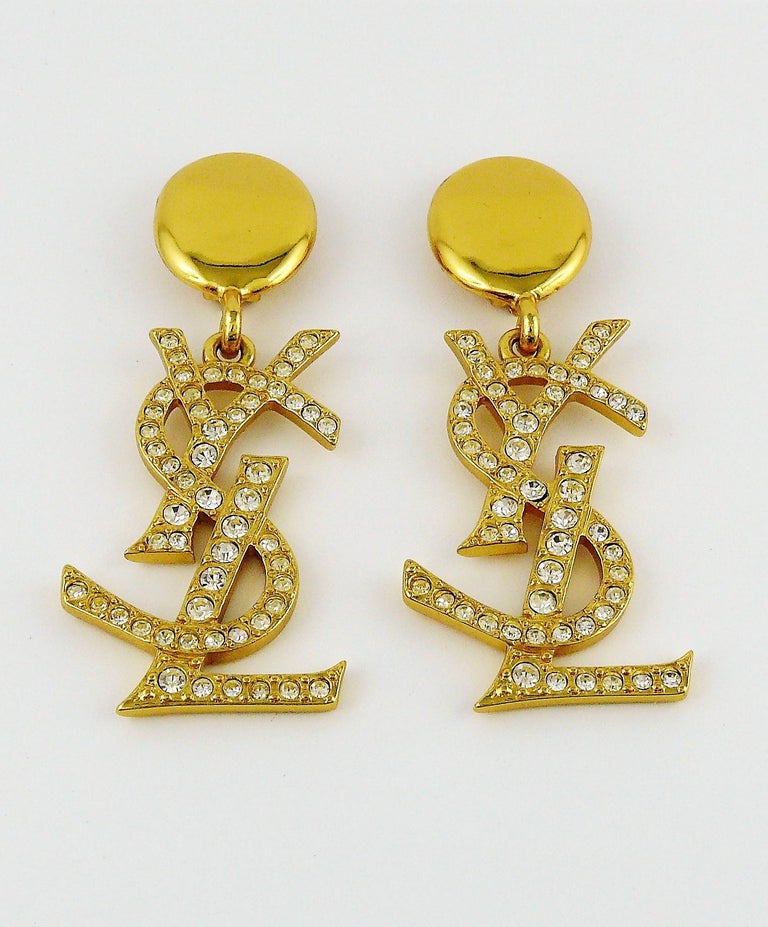 Ysl logo drop earrings clearance