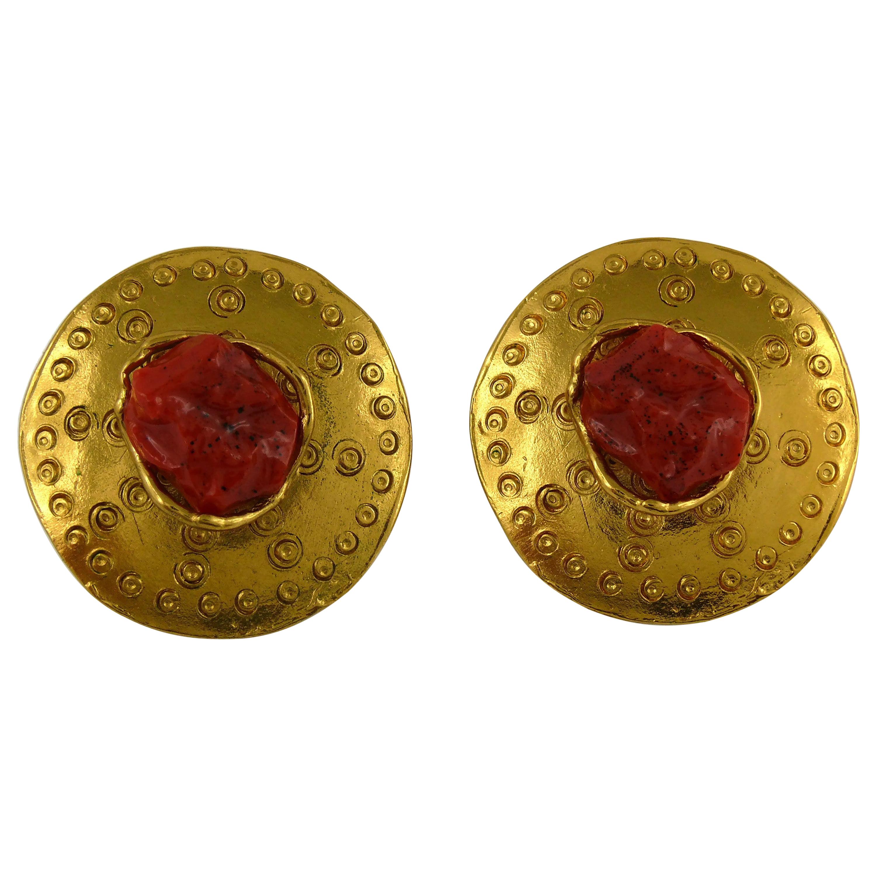 Vintage Yves Saint Laurent Red Seahorses Earings For Sale at 1stDibs