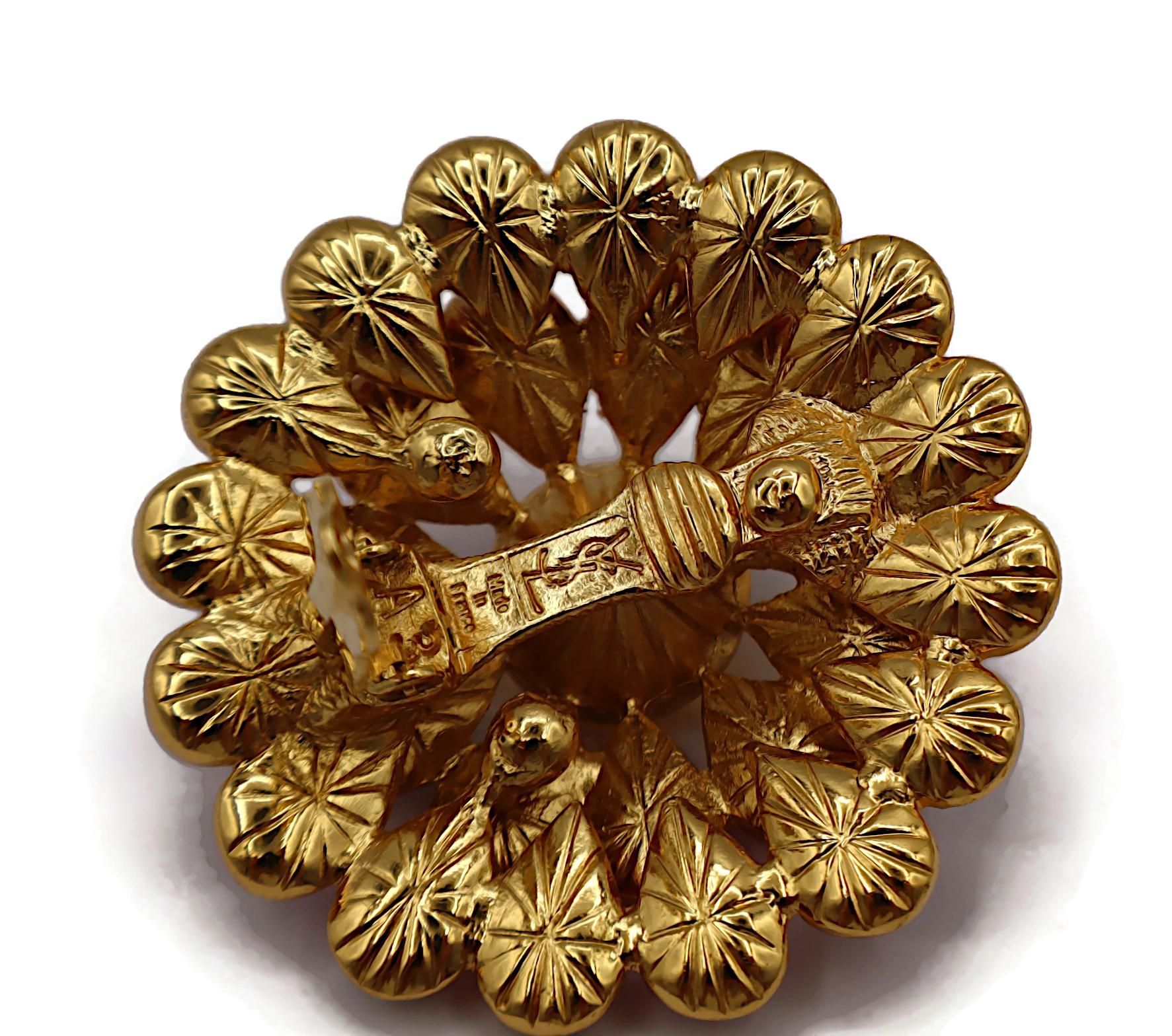YVES SAINT LAURENT YSL Vintage Massive Blume Glas Cabochon Clip-On Ohrringe im Angebot 6