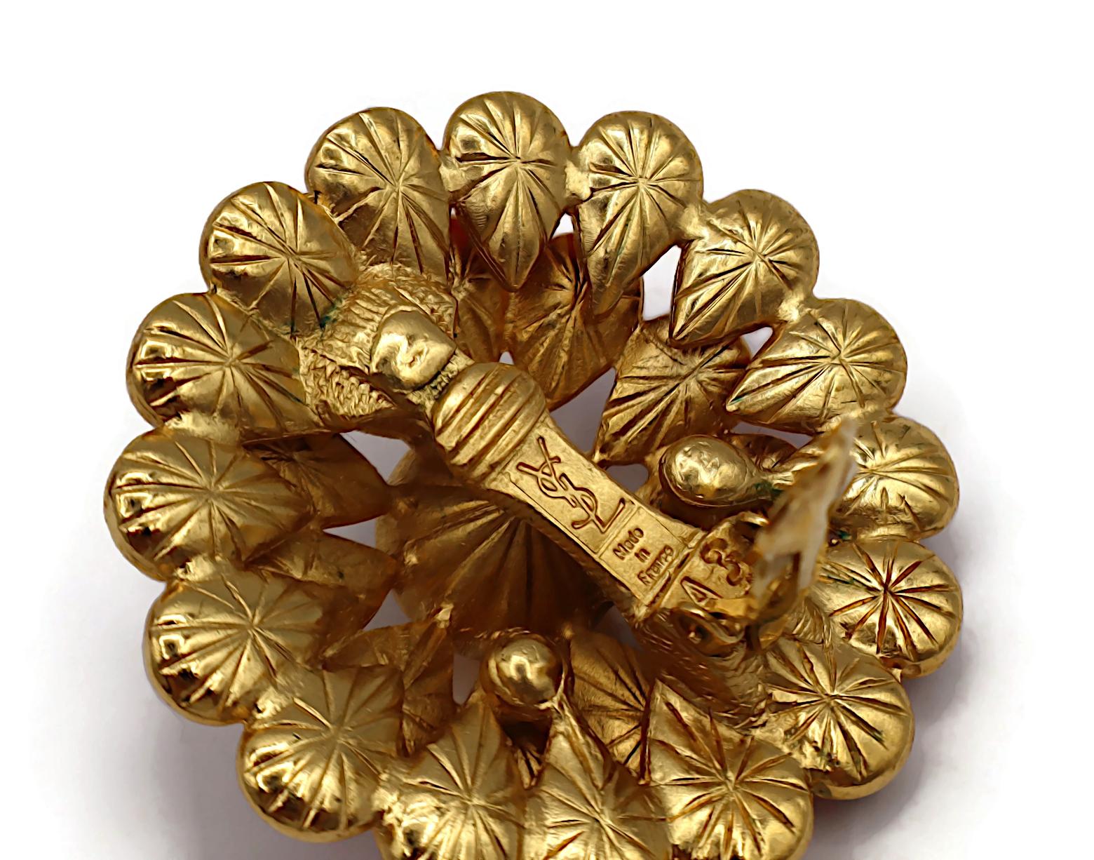 YVES SAINT LAURENT YSL Vintage Massive Blume Glas Cabochon Clip-On Ohrringe im Angebot 7