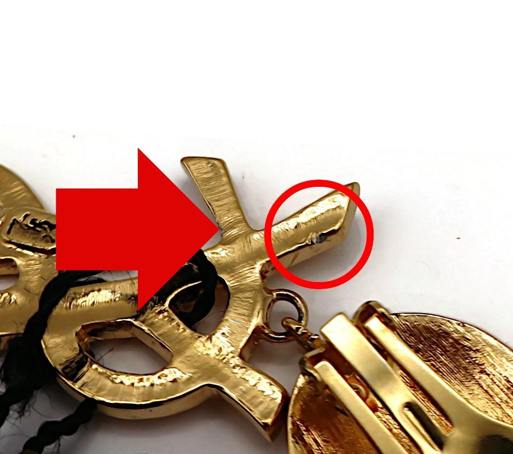 YVES SAINT LAURENT YSL Vintage Massive Gold Tone Iconic Logo Dangling Earrings For Sale 11