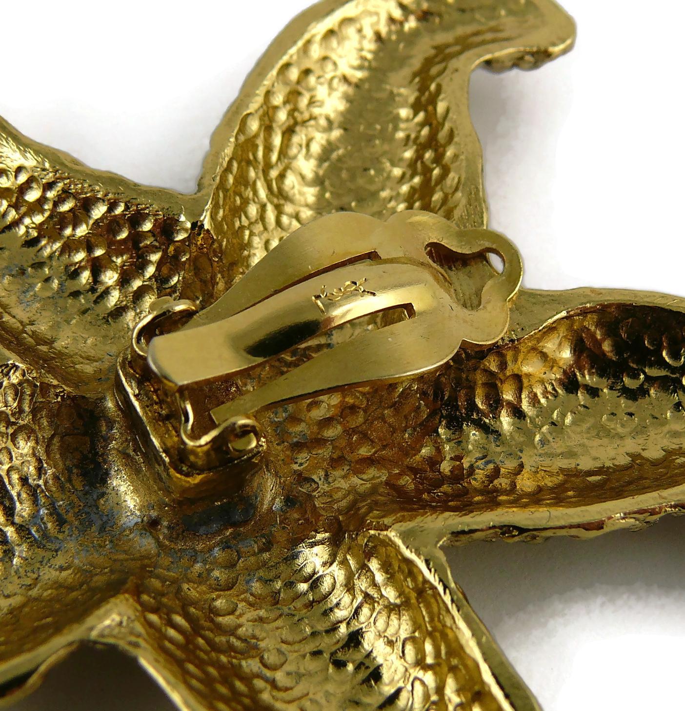 Yves Saint Laurent YSL Vintage Massive Gold Toned Starfish Clip-On Earrings 2
