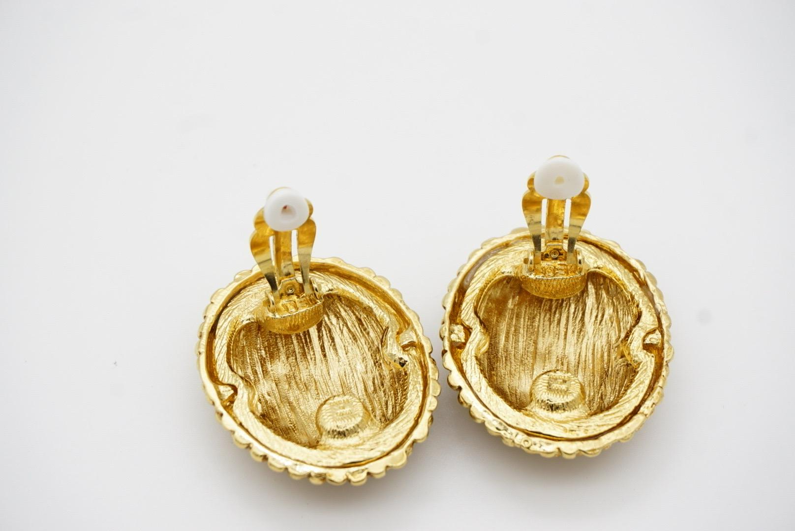 Yves Saint Laurent YSL Vintage Massive Huge Oval Dots Chunky Gold Clip Earrings For Sale 5