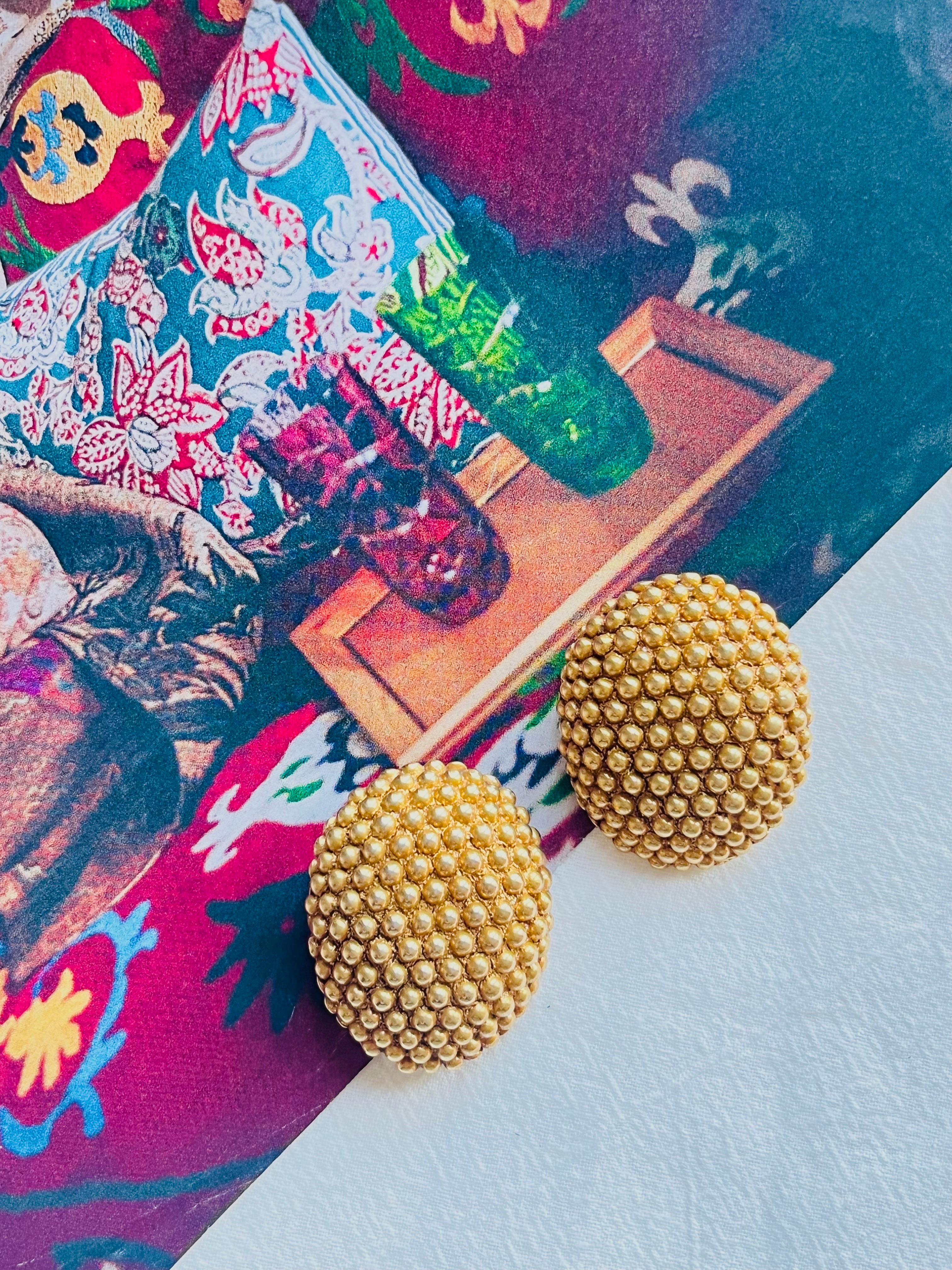 Yves Saint Laurent YSL Vintage Massive Huge Oval Dots Chunky Gold Clip-Ohrringe im Zustand „Gut“ im Angebot in Wokingham, England