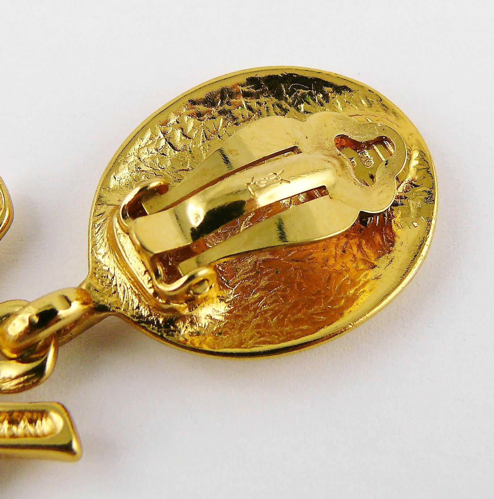 Yves Saint Laurent YSL Vintage Massive Iconic Logo Dangling Earrings 2