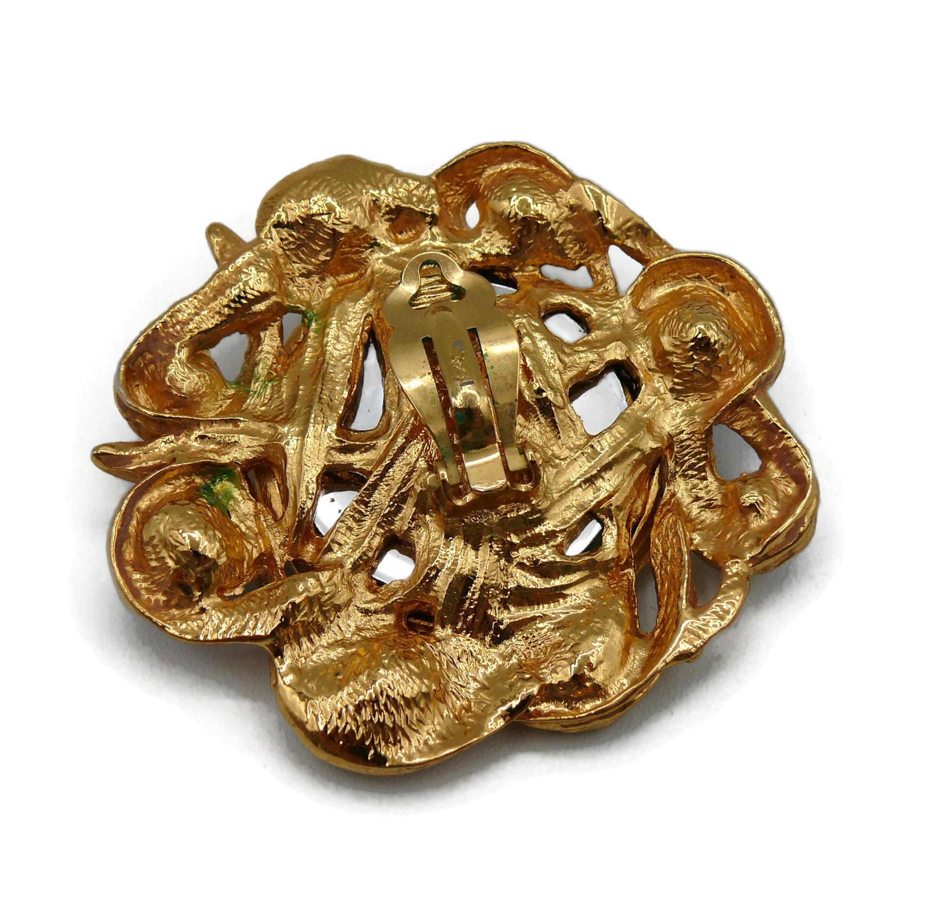 YVES SAINT LAURENT YSL Vintage Massive Jewelled Cadix Clip-On Earrings For Sale 6