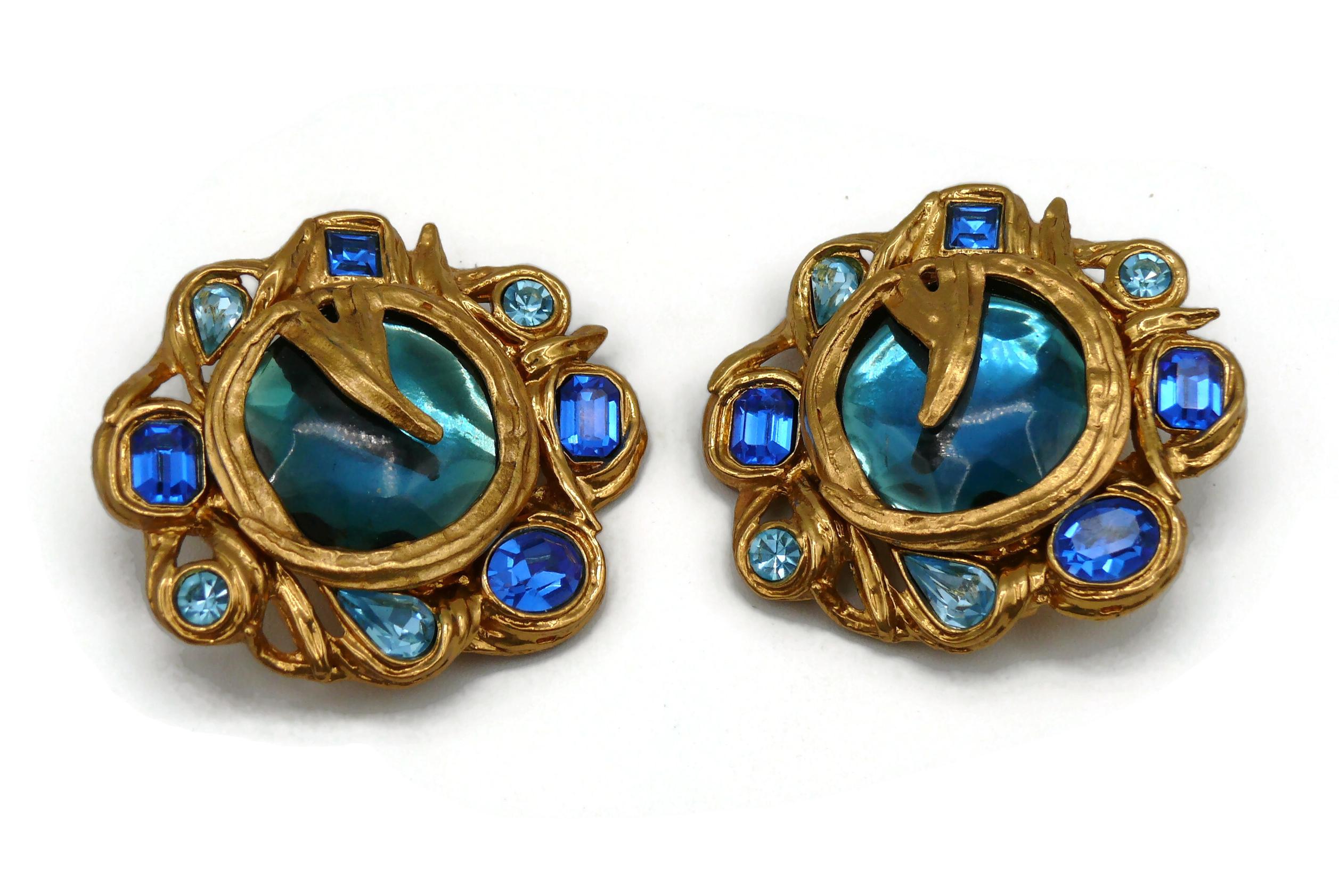 YVES SAINT LAURENT YSL Vintage Massive Jewelled Cadix Clip-On Earrings en vente 1