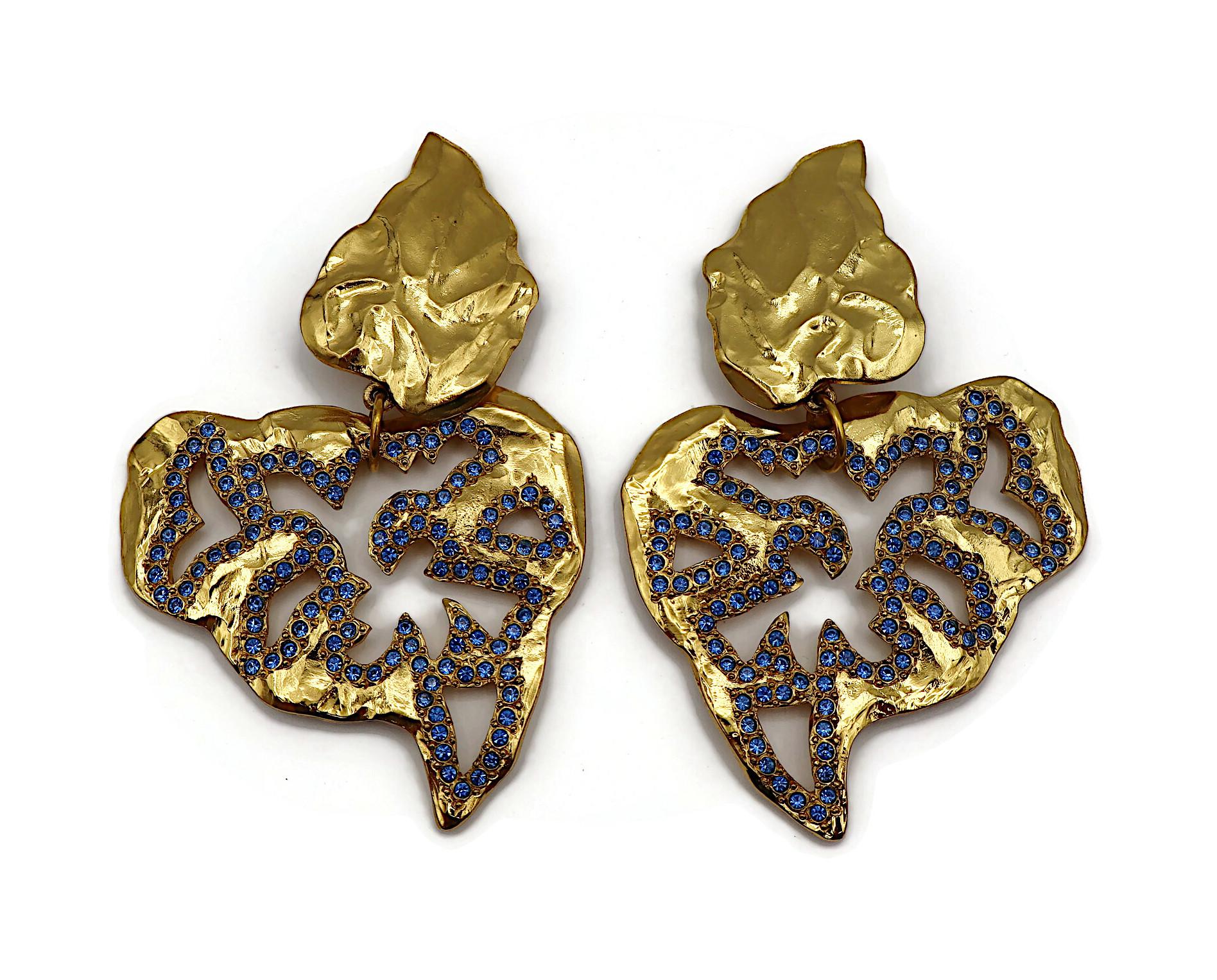 Women's YVES SAINT LAURENT YSL Vintage Massive Jewelled Dangling Earrings