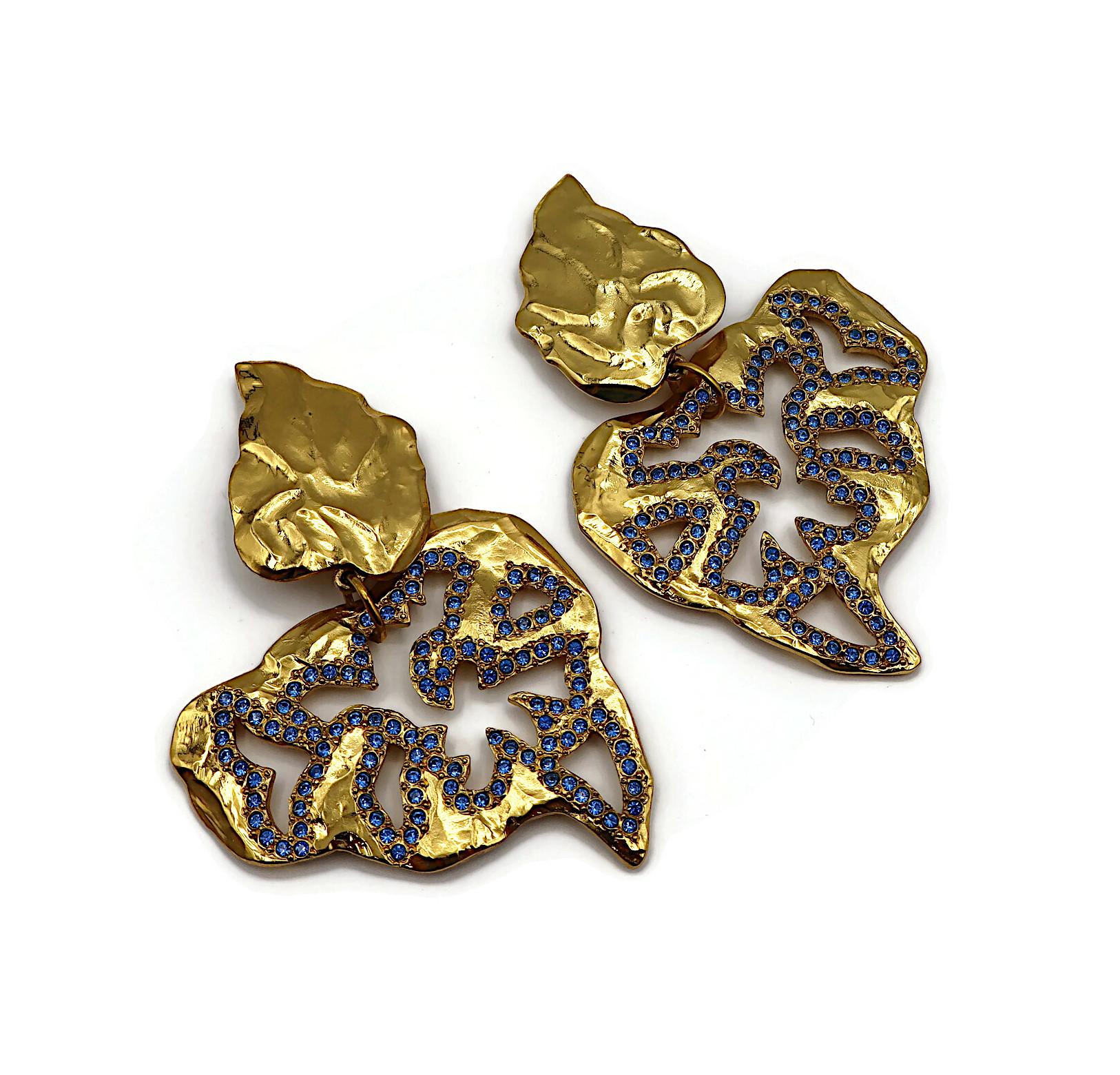 YVES SAINT LAURENT YSL Boucles d'oreilles pendantes vintage avec bijoux massifs Bon état - En vente à Nice, FR