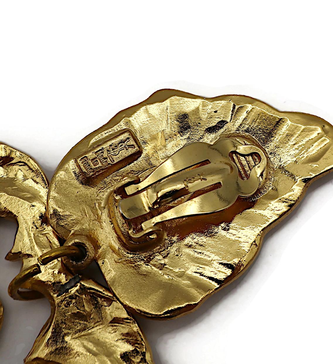 YVES SAINT LAURENT YSL Vintage Massive Jewelled Dangling Earrings 3