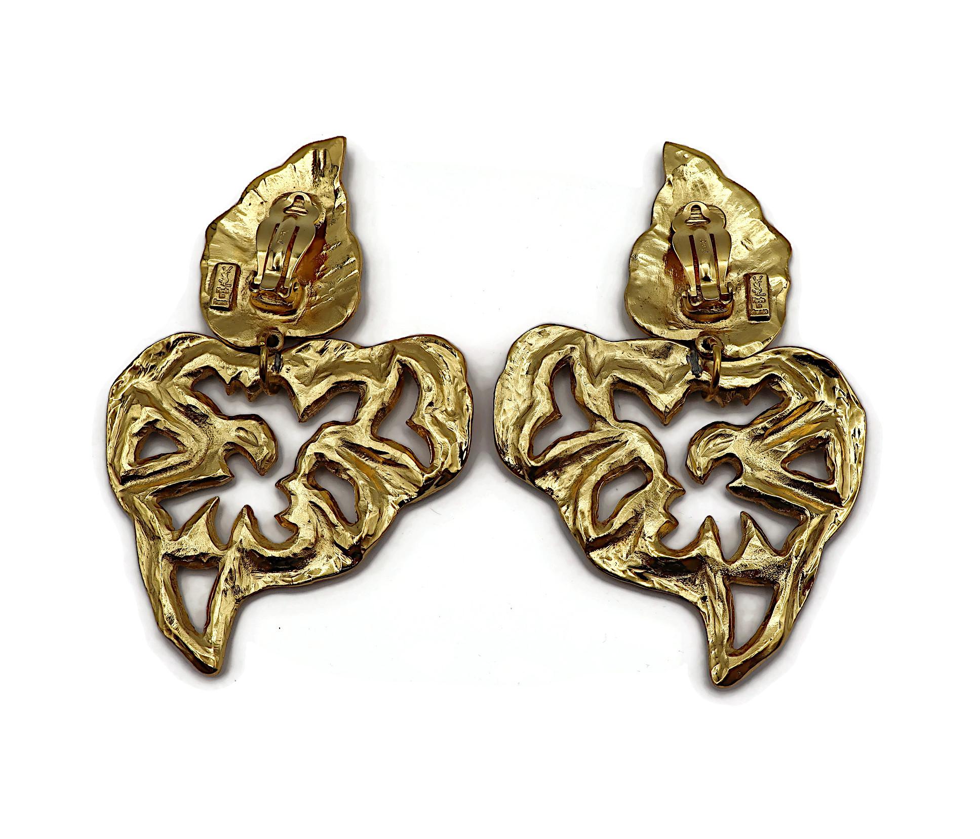 YVES SAINT LAURENT YSL Vintage Massive Jewelled Dangling Earrings For Sale 2