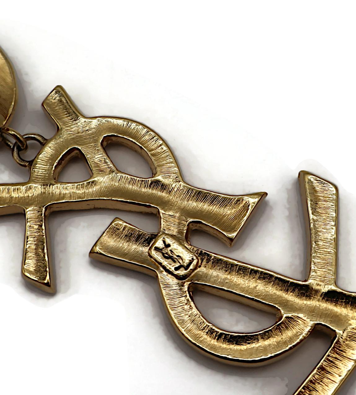 YVES SAINT LAURENT YSL Vintage Massive Ohrringe mit Jewell-Logo, baumelnd im Angebot 5
