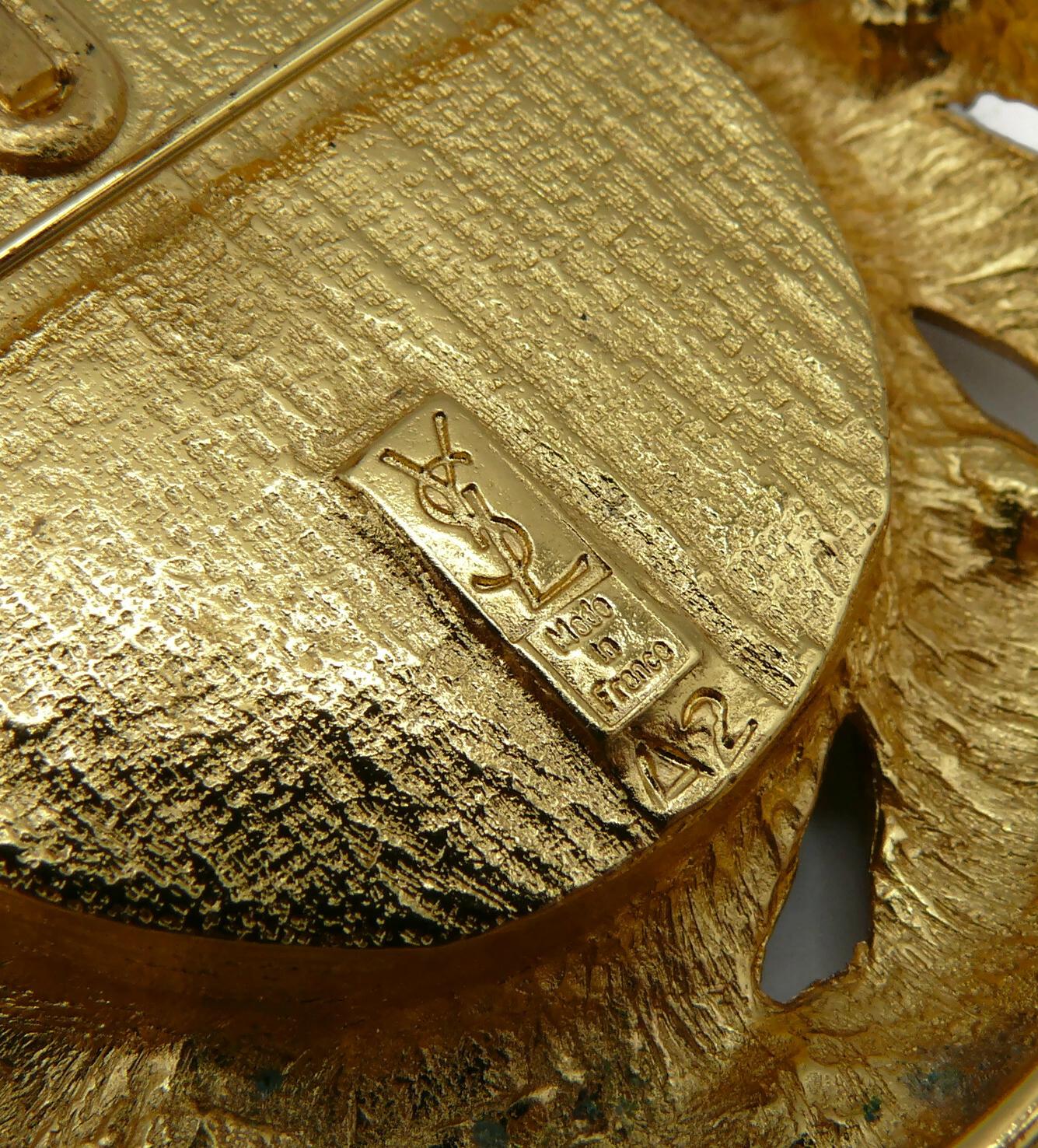 YVES SAINT LAURENT YSL Vintage Massive Jewelled Nest Brooch Pendant For Sale 7